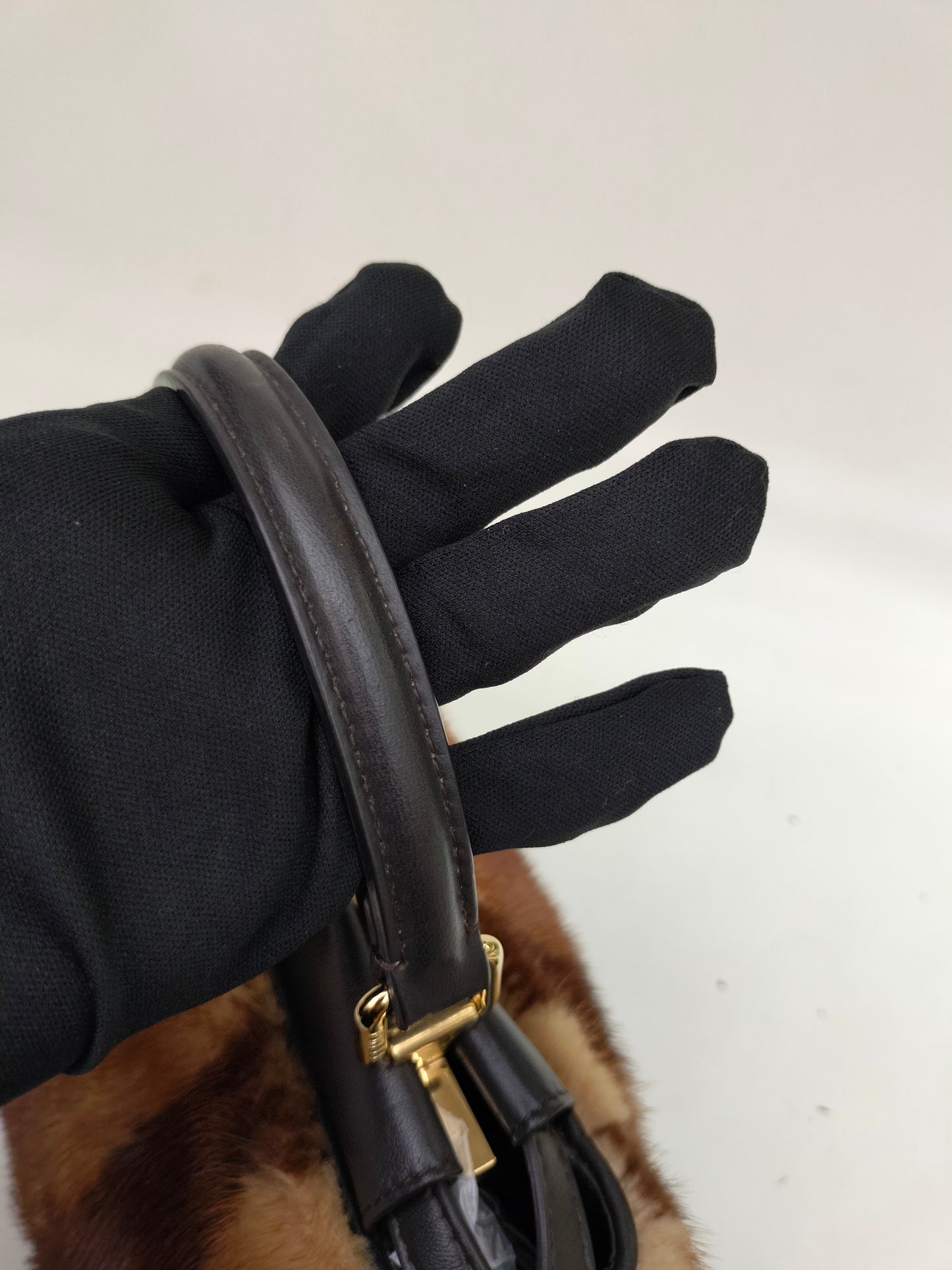 Fendi Peekaboo Mini Fur Black Brown GHW