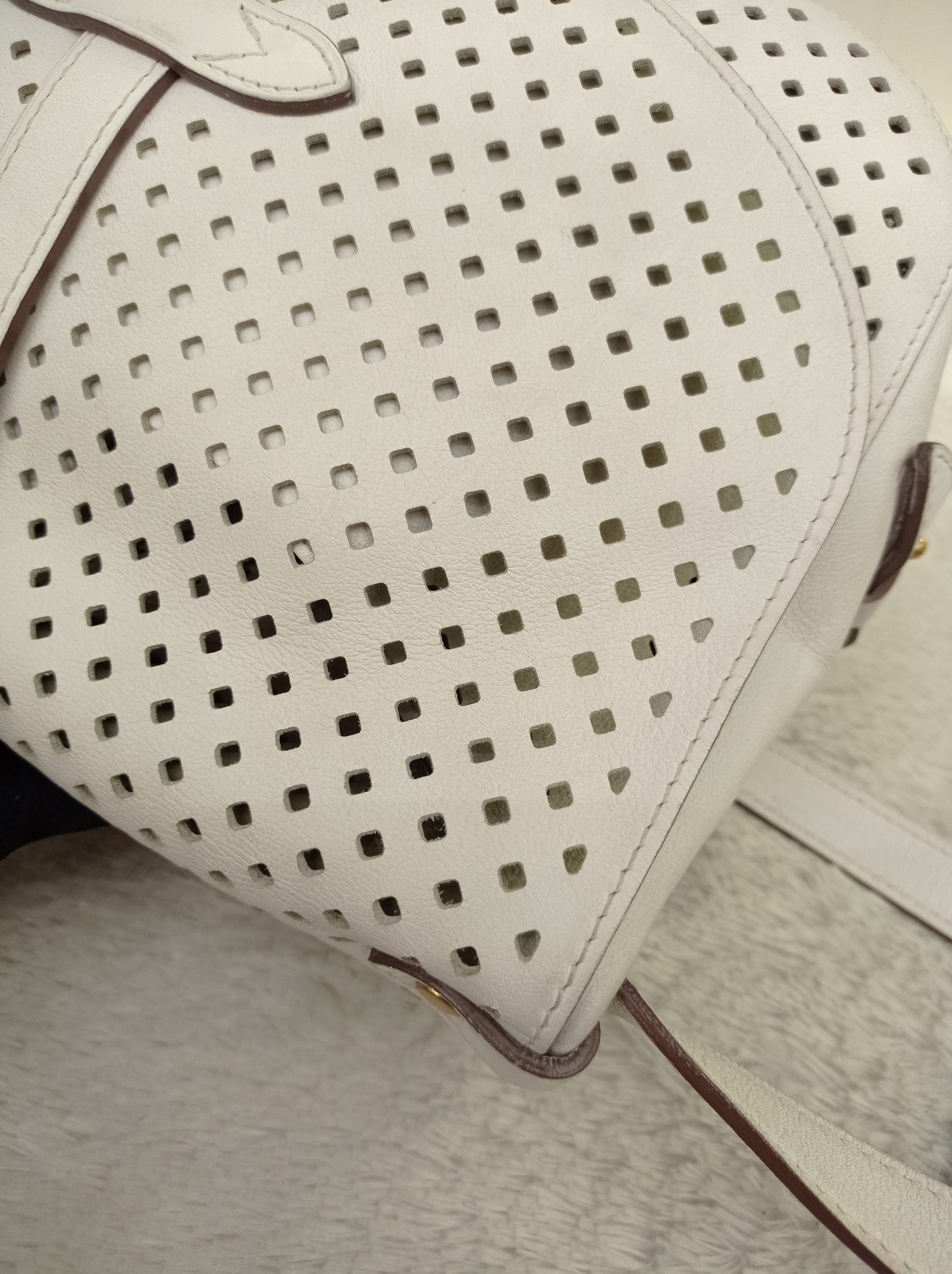 LV Saumur Perforated Limited Edition White Flore