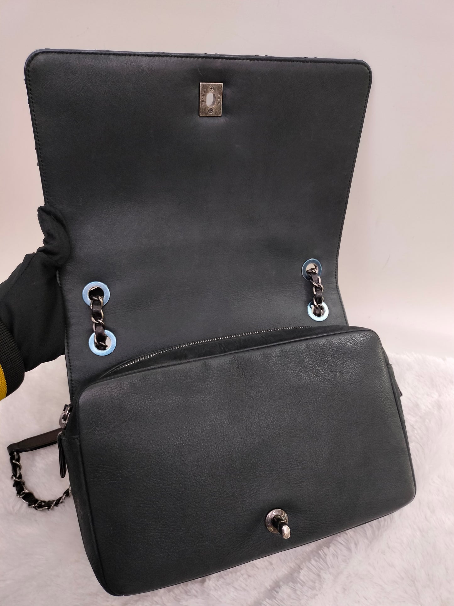 Chanel Day Trip Flap Calfskin Black RHW #22