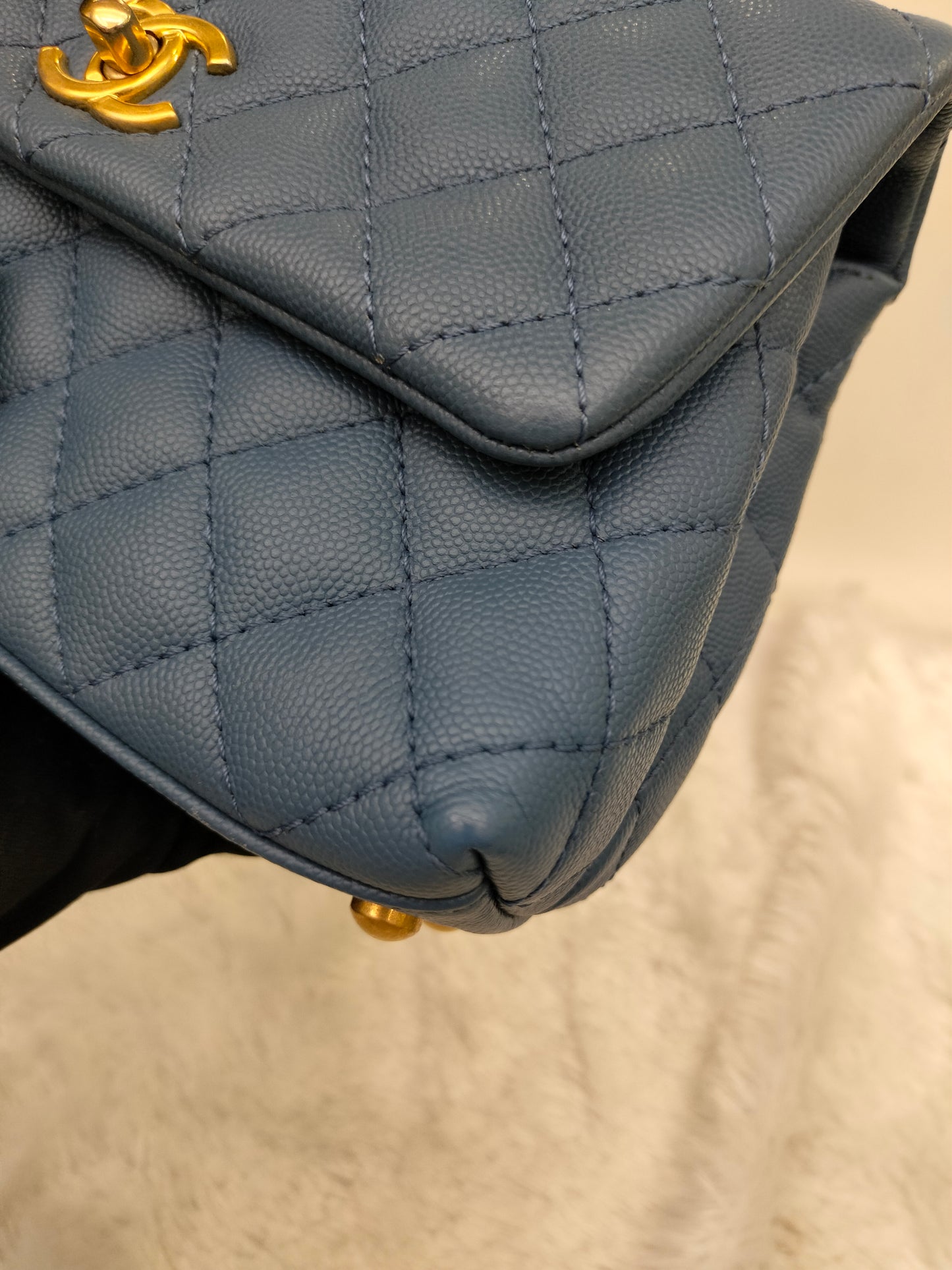 Chanel Coco Handle Small Caviar Blue GHW #25