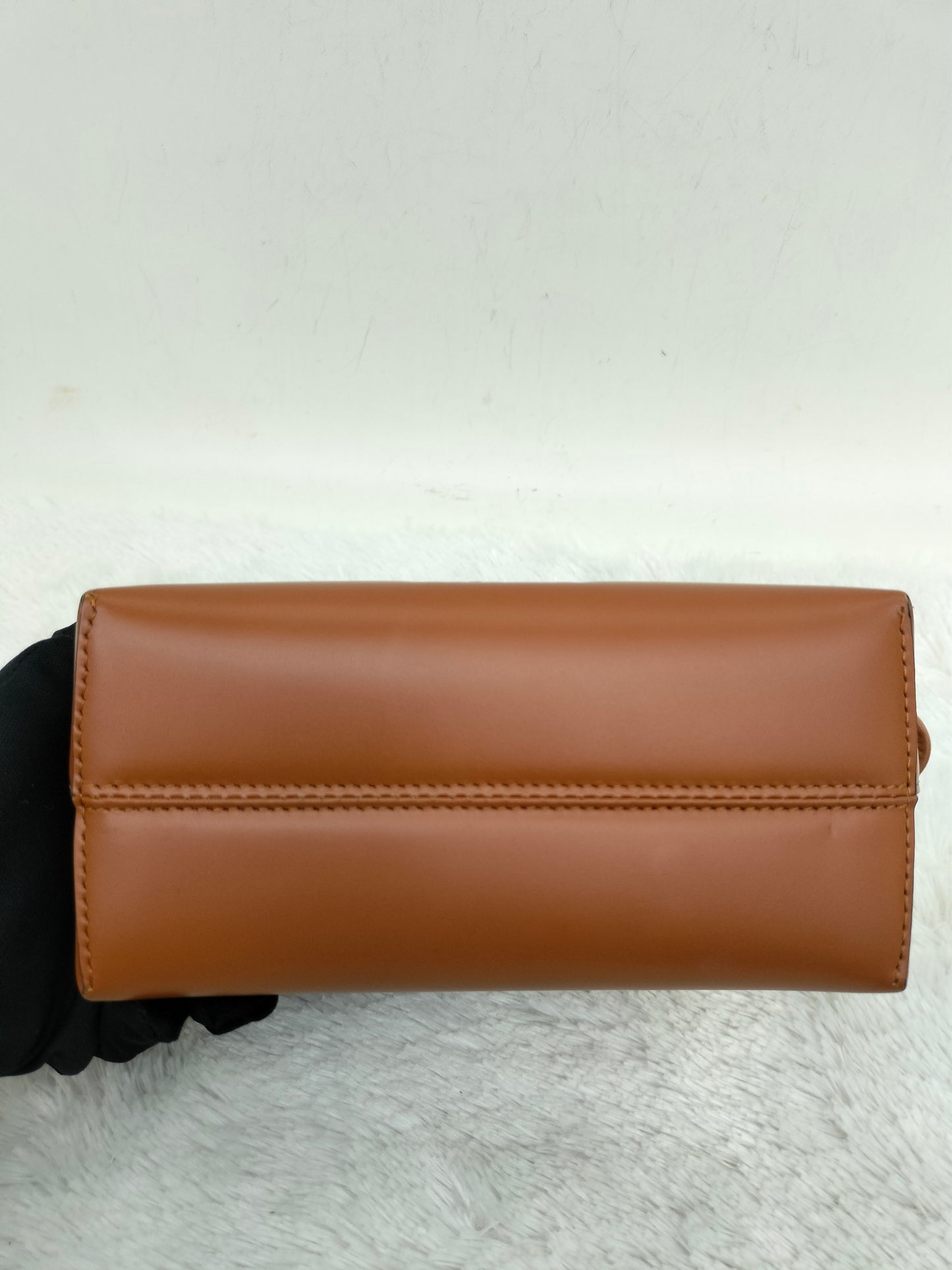 Fendi BTW Mini Embossed Logo Brown Handle Tortois GHW