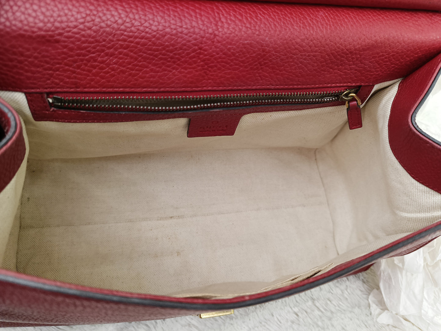 Gucci Top Handle Medium Marmont Grained Red GHW