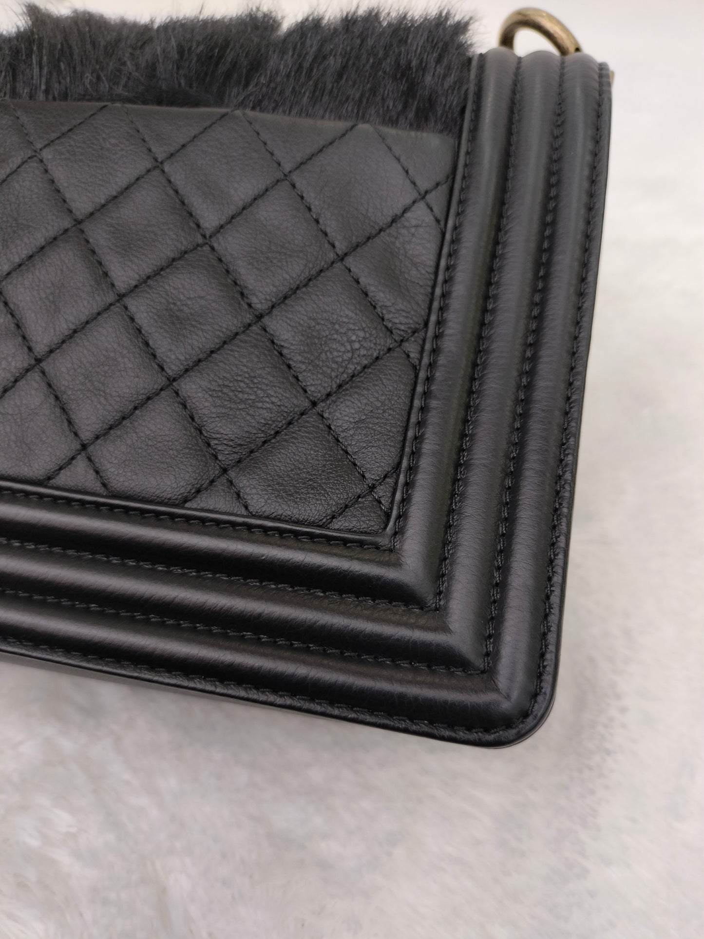 Chanel Boy 25 Fur Black RGHW #21