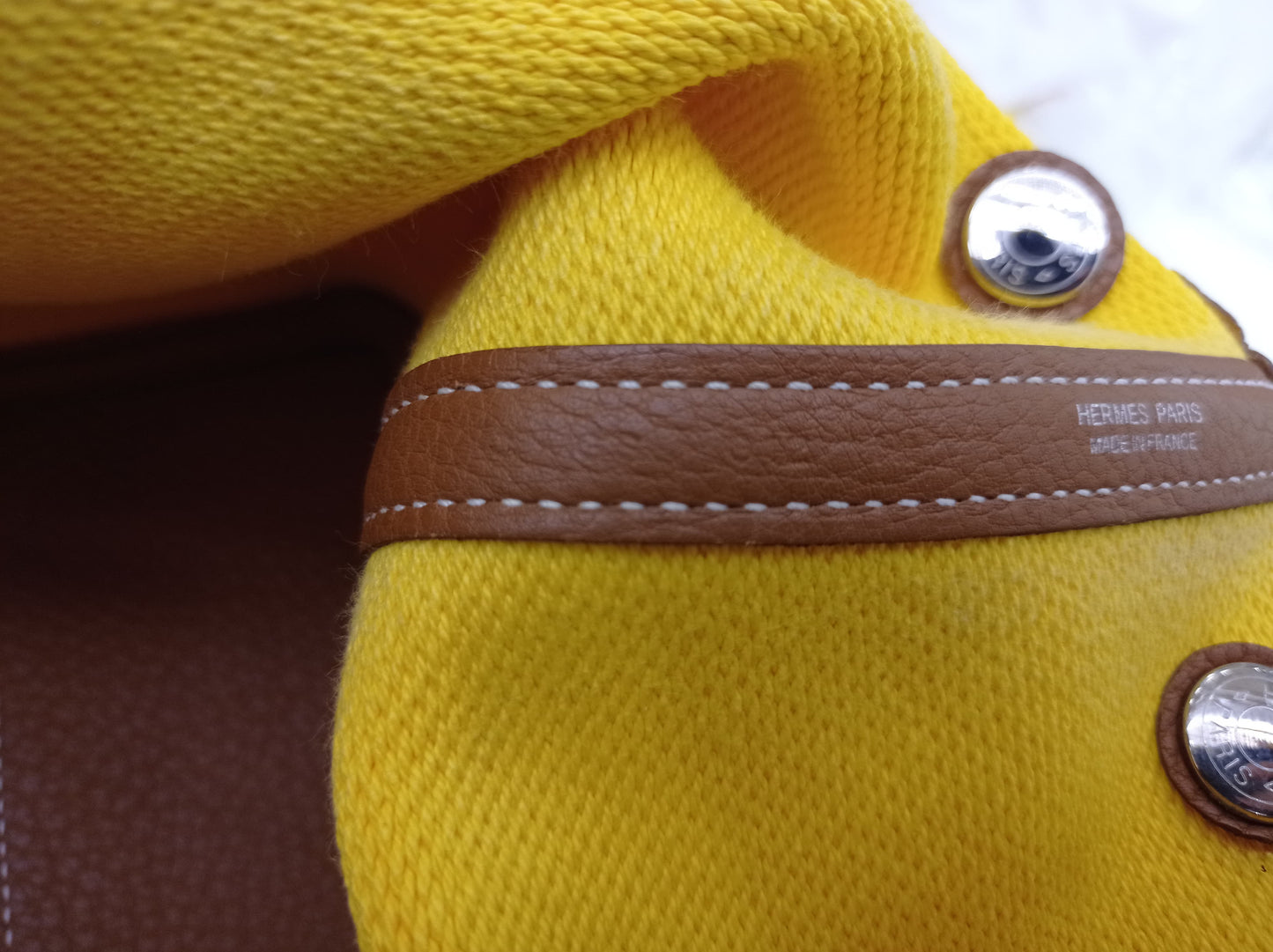 Garden Party 30 Canvas Leather Jaune Citroen Biscuit #C