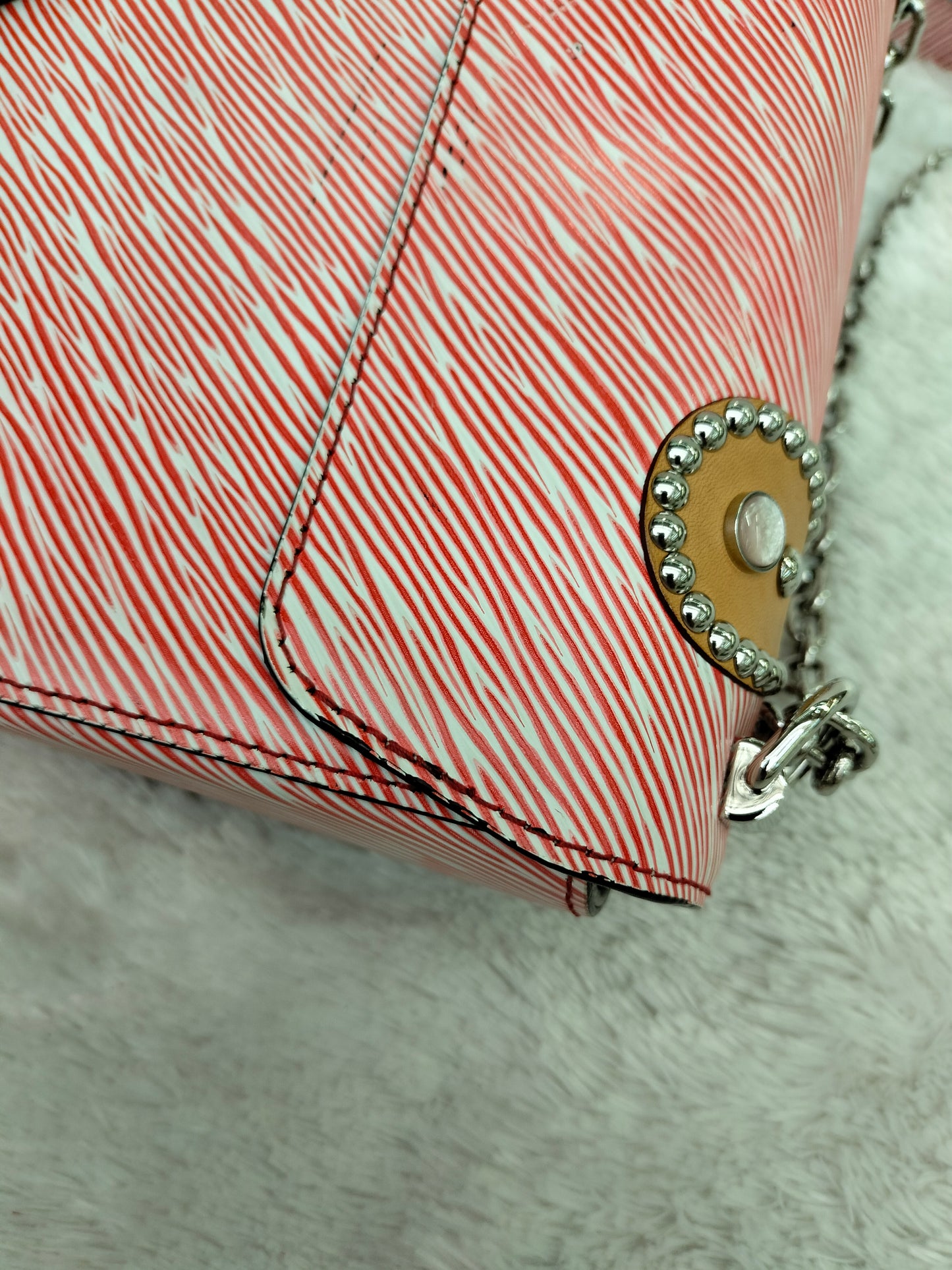 LV Twist MM Epi Studded Denim Red 2017