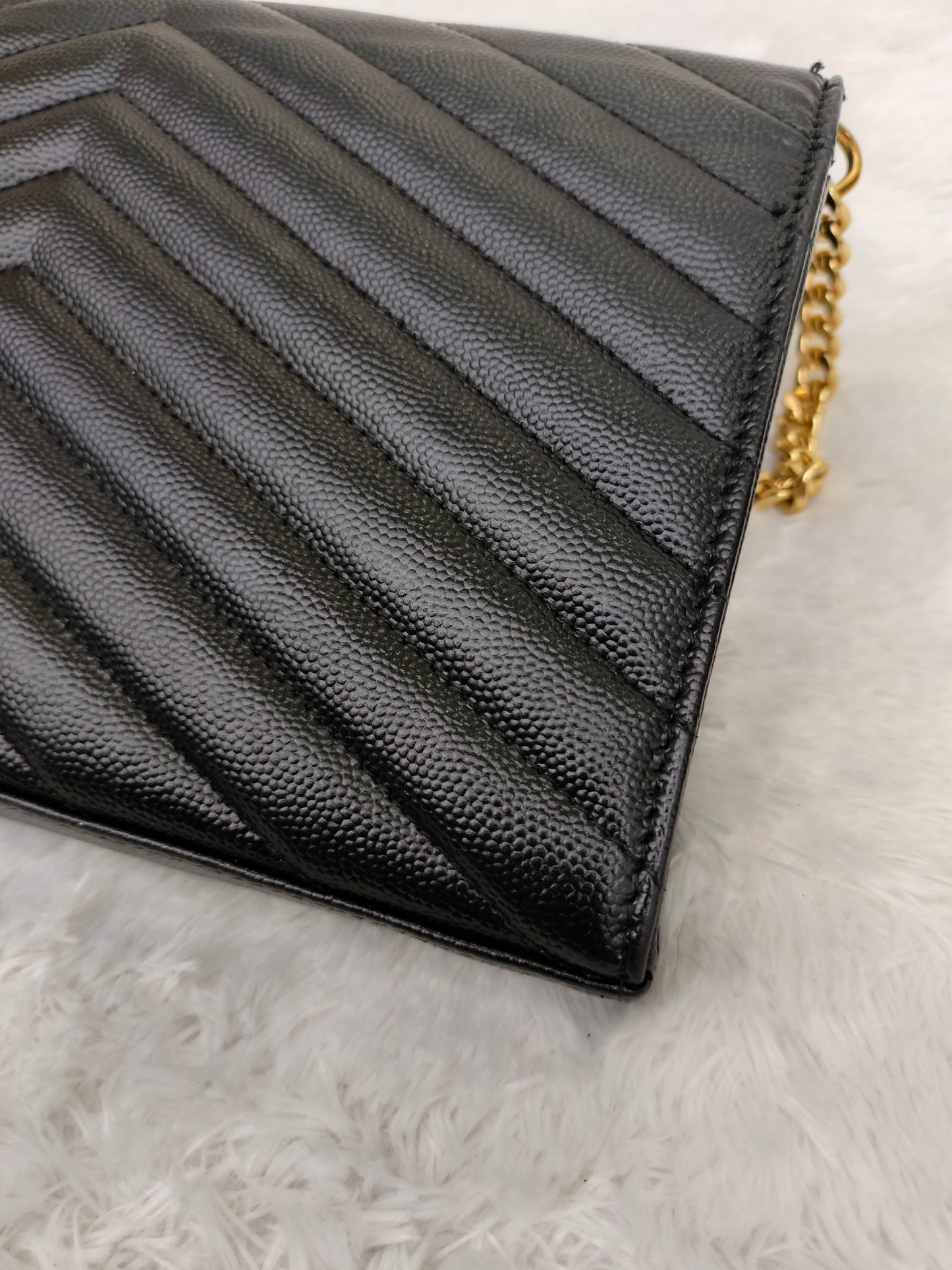 YsL WOC Chevron Grained Black GHW