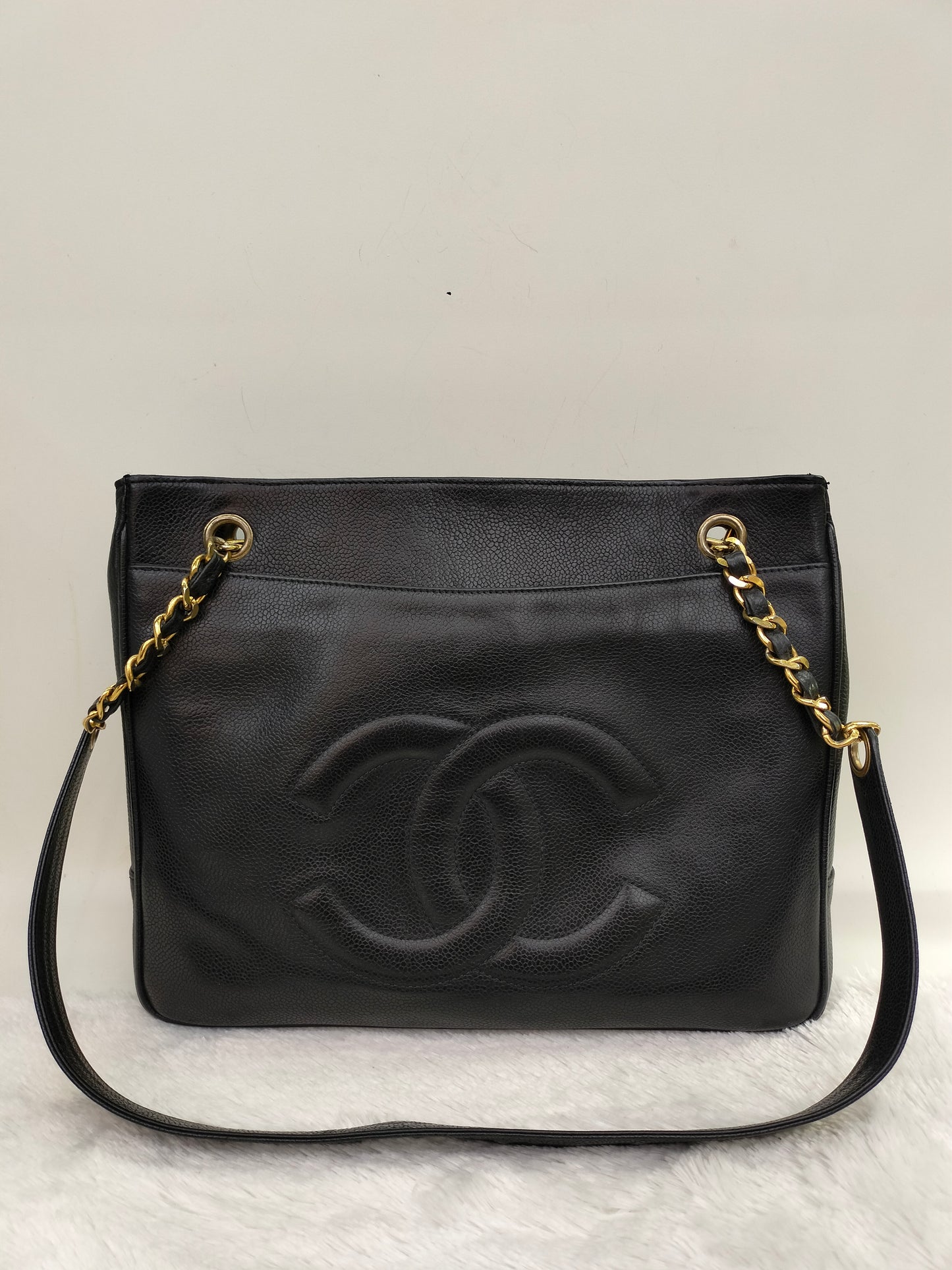 Chanel Timeless Tote Shoulder Caviar Calfskin Black GHW (broken holo)