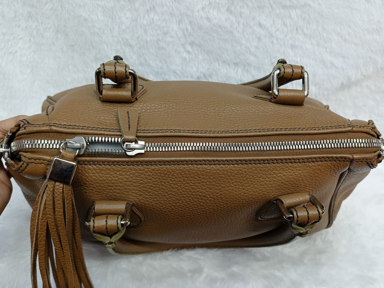 Chanel Lax Tassel Bag Pebbled Large Brown SHW #8
