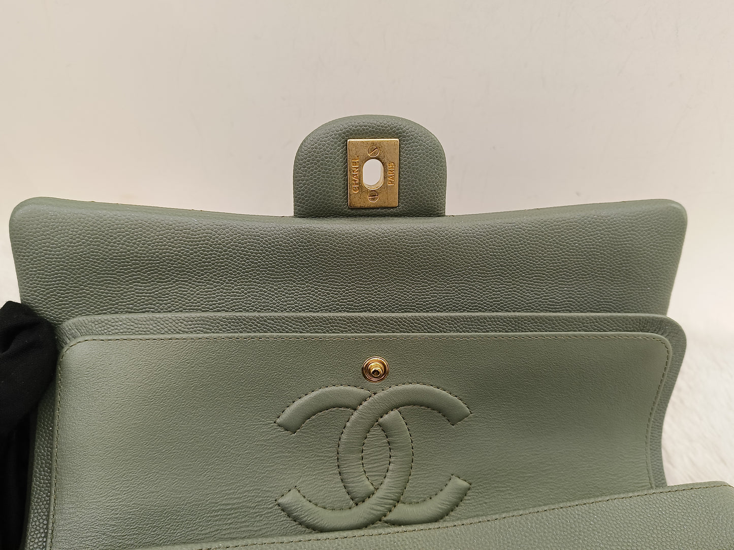 Chanel Medium Caviar Light Green GHW DF #25