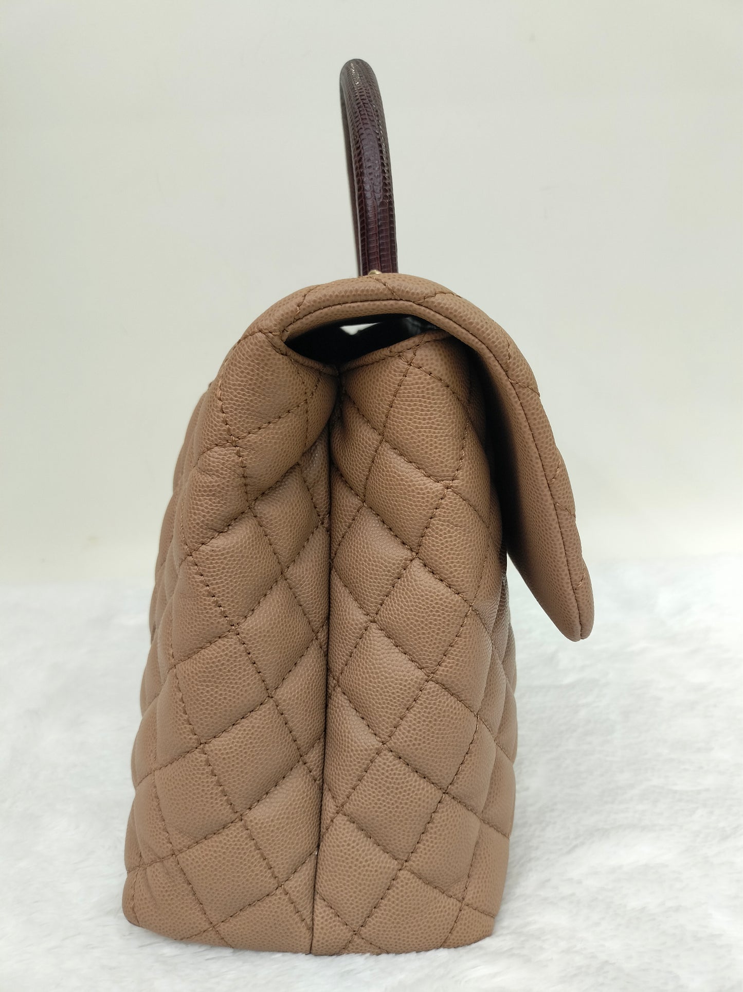 Chanel Coco Handle Large Caramel Handle Lizard GHW #24
