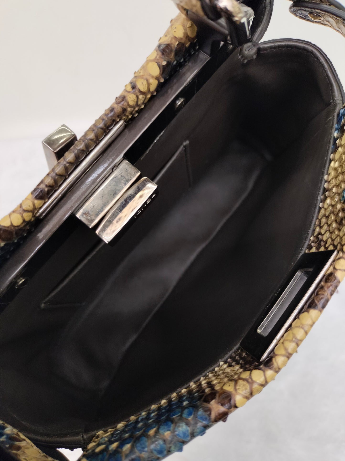 Fendi Peekaboo Mini Python Blue Beige SHW