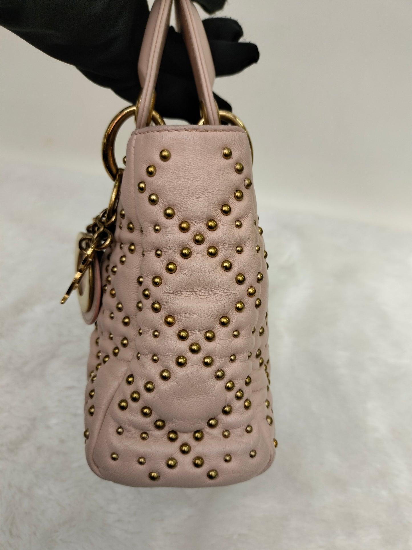 Lady Dior Mini Supple Studded Soft Pink GHW 2017