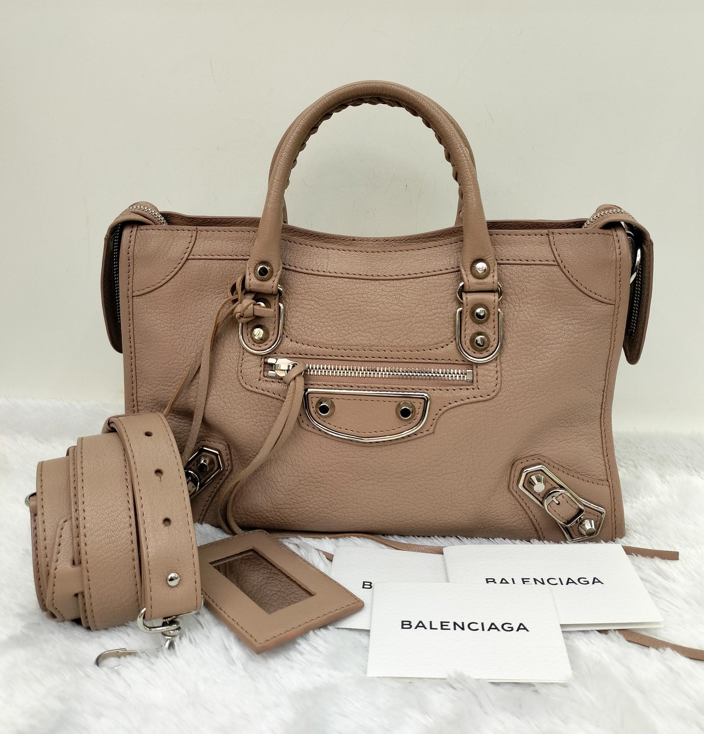 Balenciaga Small City Edge Rose De Sables SHW