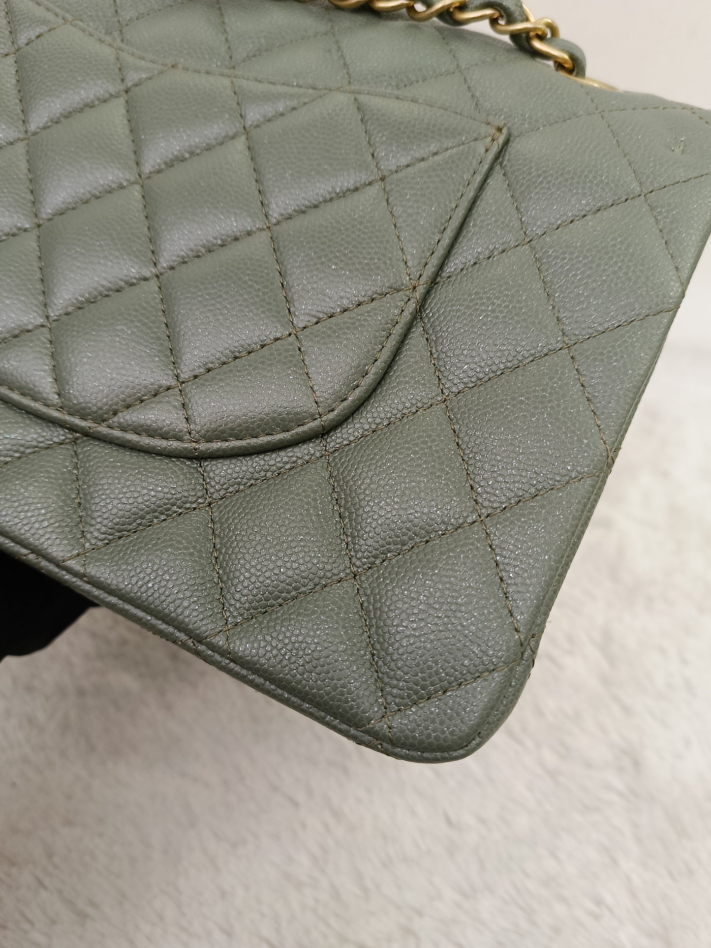 Chanel Medium Caviar Light Green GHW DF #25