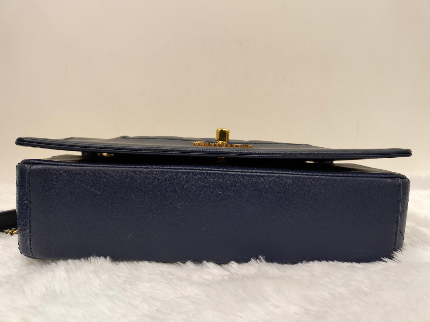 Chanel Mademoiselle Medium Flap Sheepskin Navy GHW #21