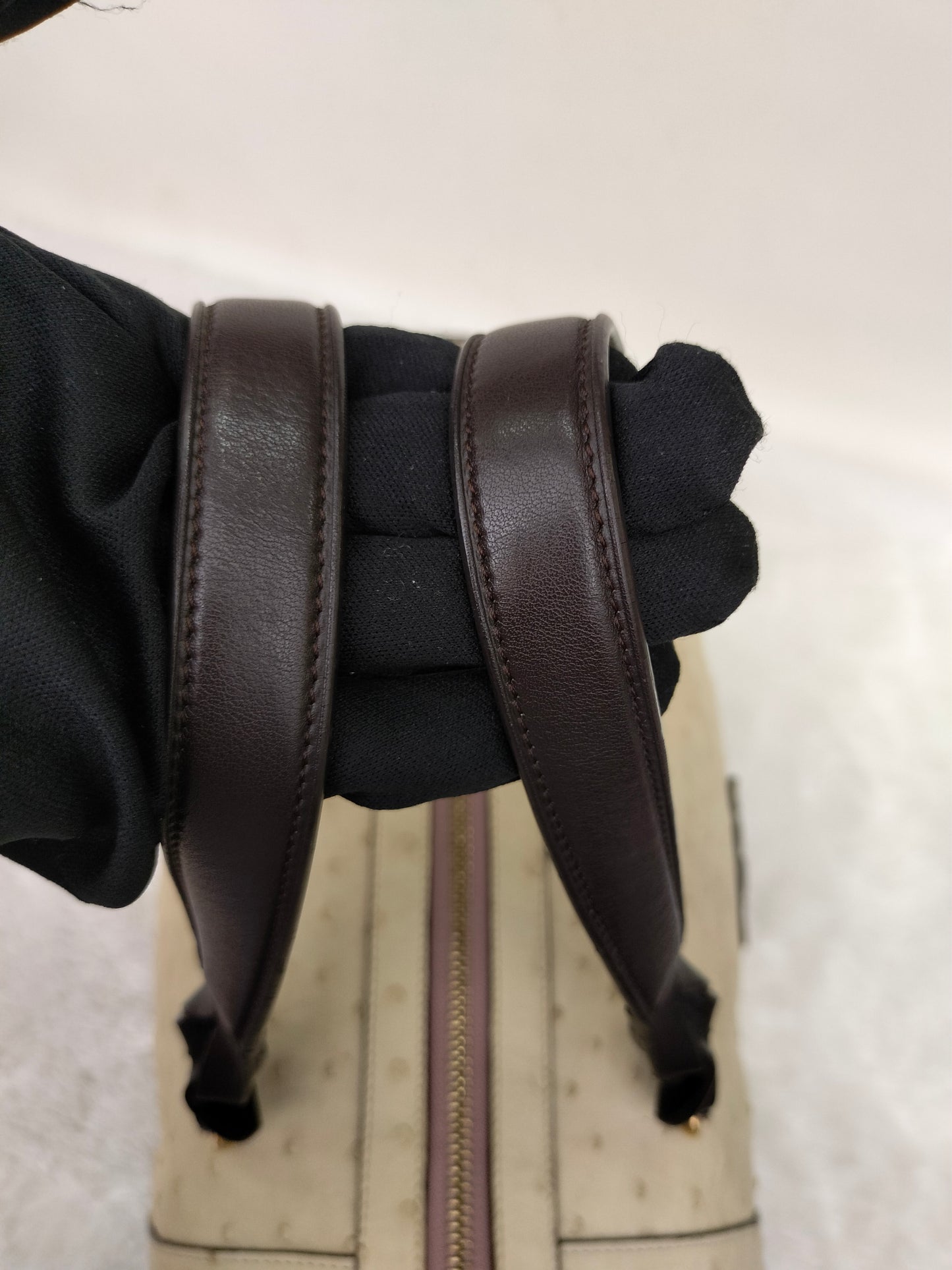 Loewe Fusta Ostrich Anagram Beige Brown GHW 2011