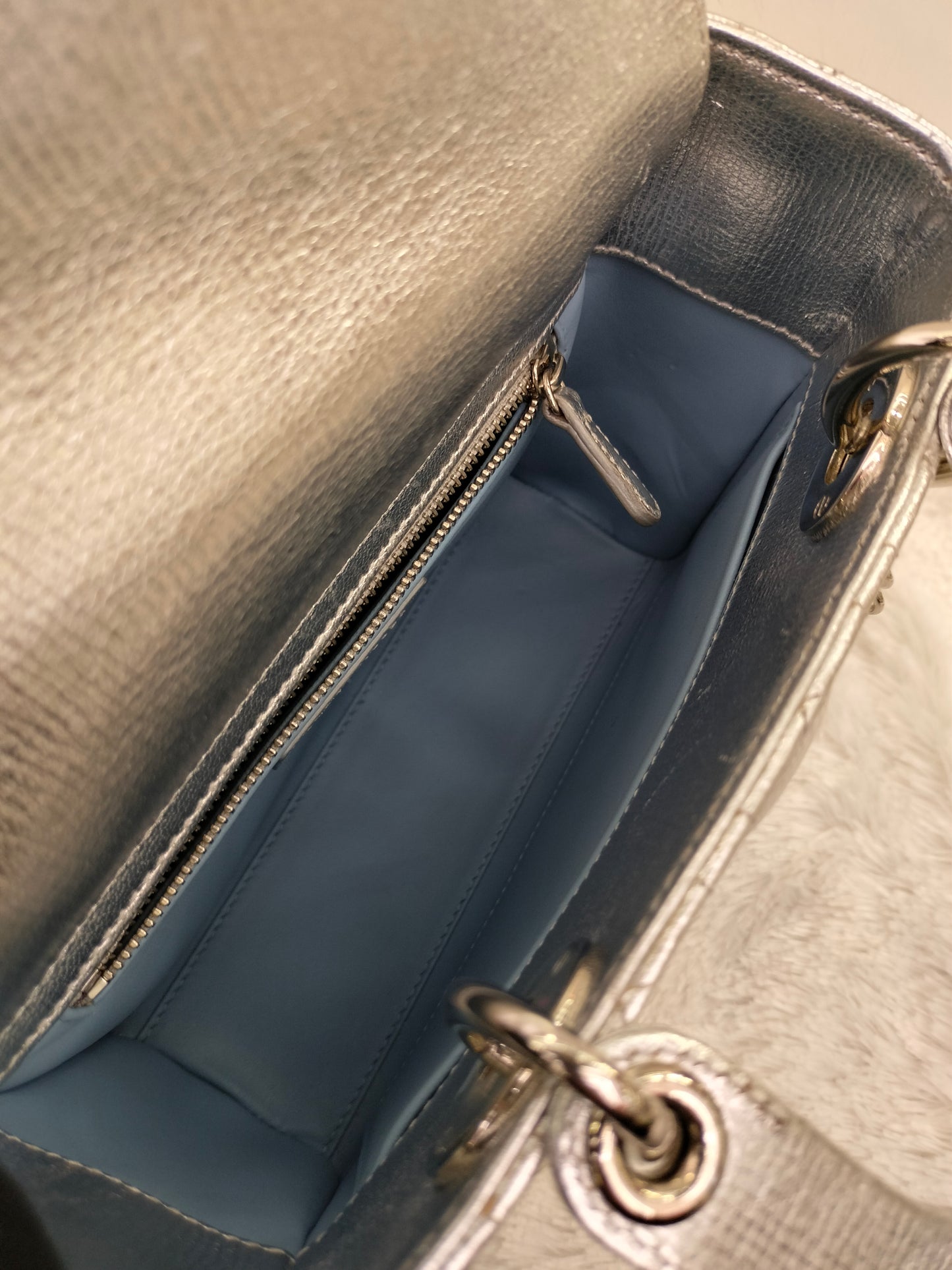 Lady Dior Small Metallic Silver SHW 2019