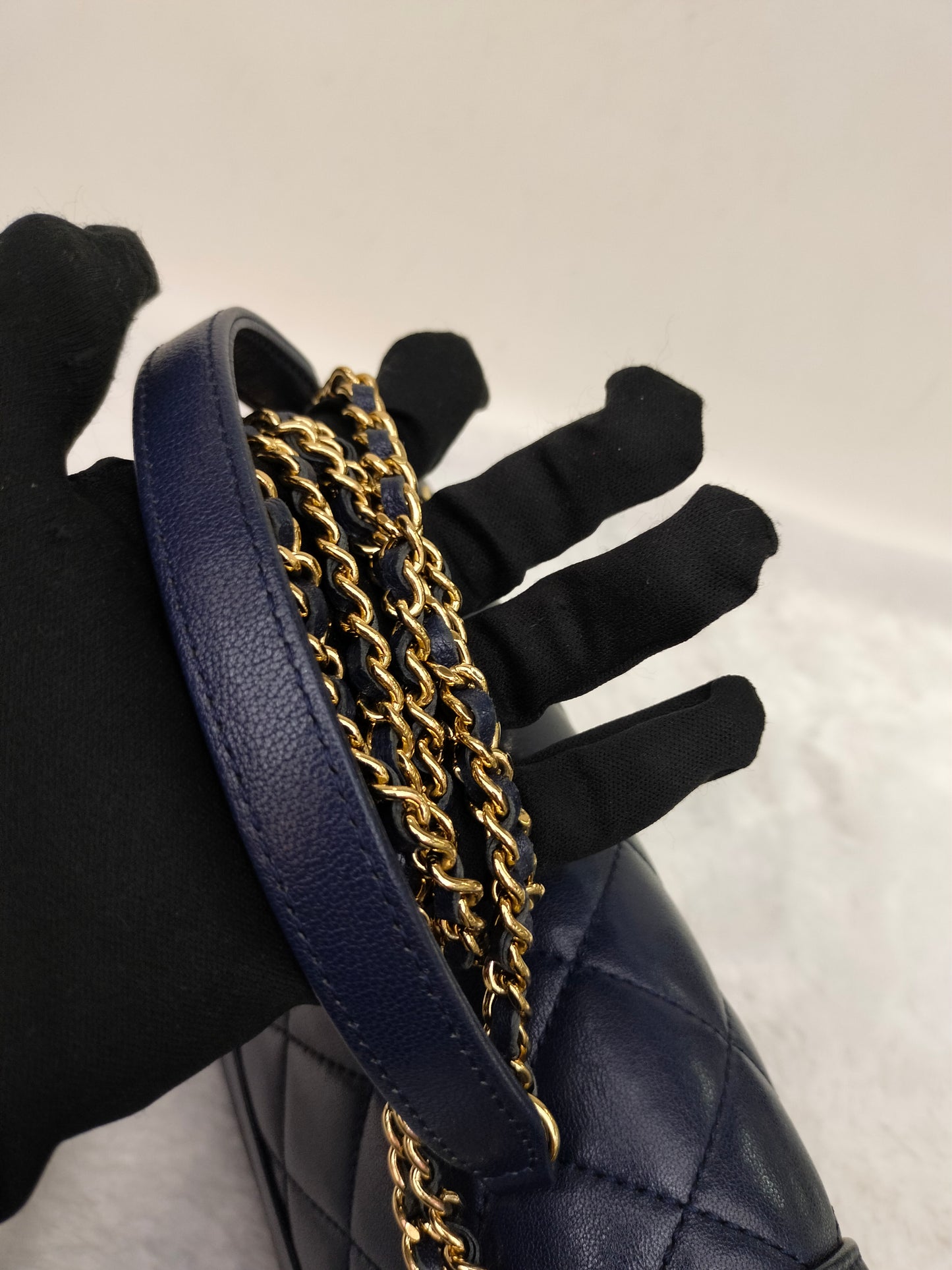Chanel Mademoiselle Medium Flap Sheepskin Navy GHW #21