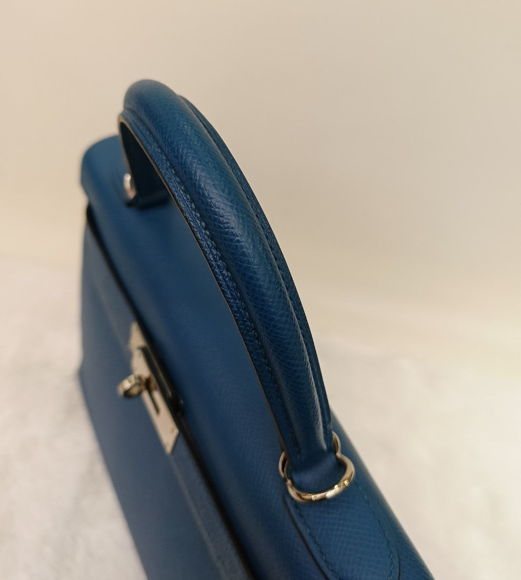 Kelly32 Epsom Sellier Bleu Izmir PHW #R square