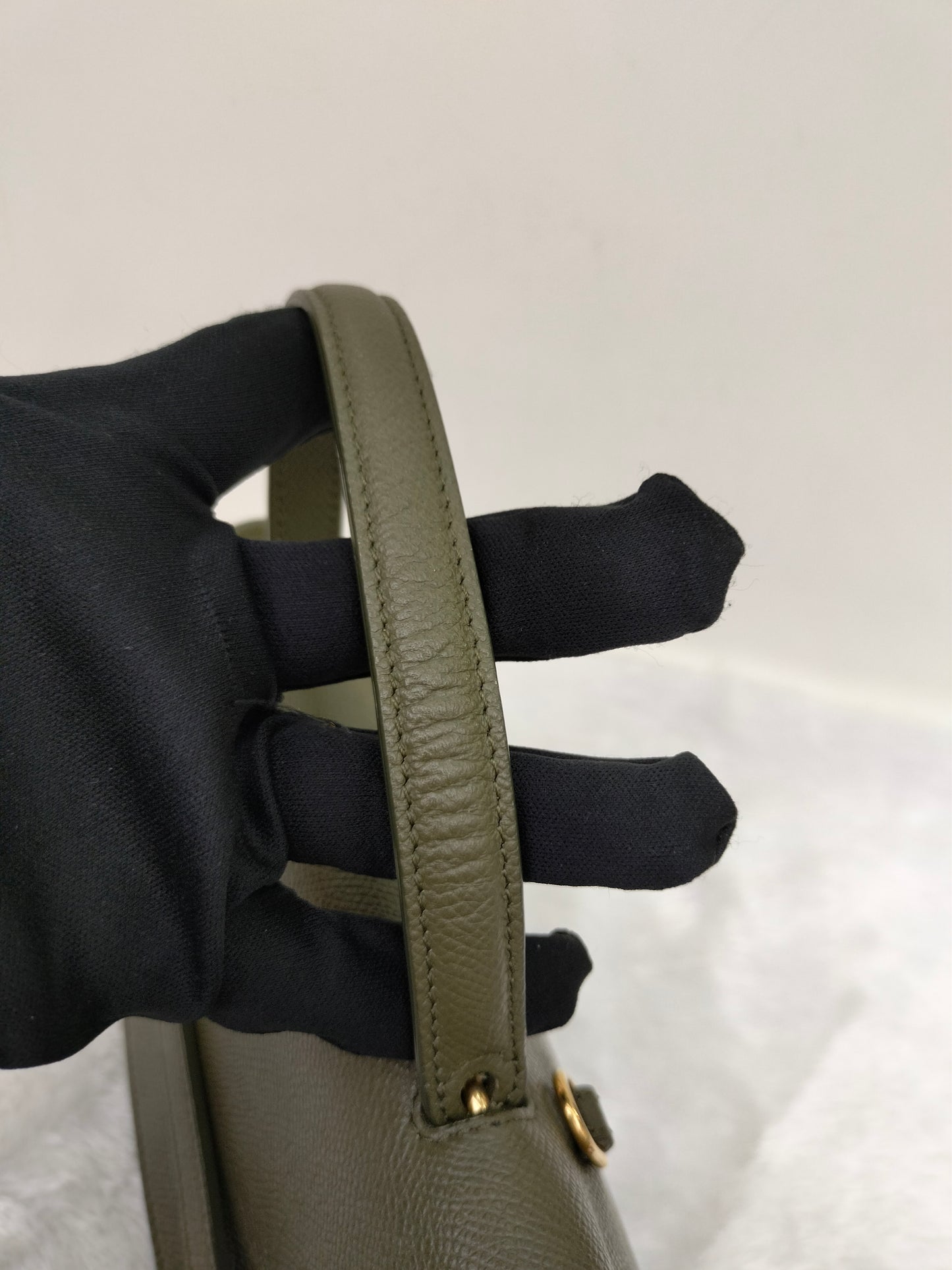 Celine Nano Belt Grained Green Army GHW 2019