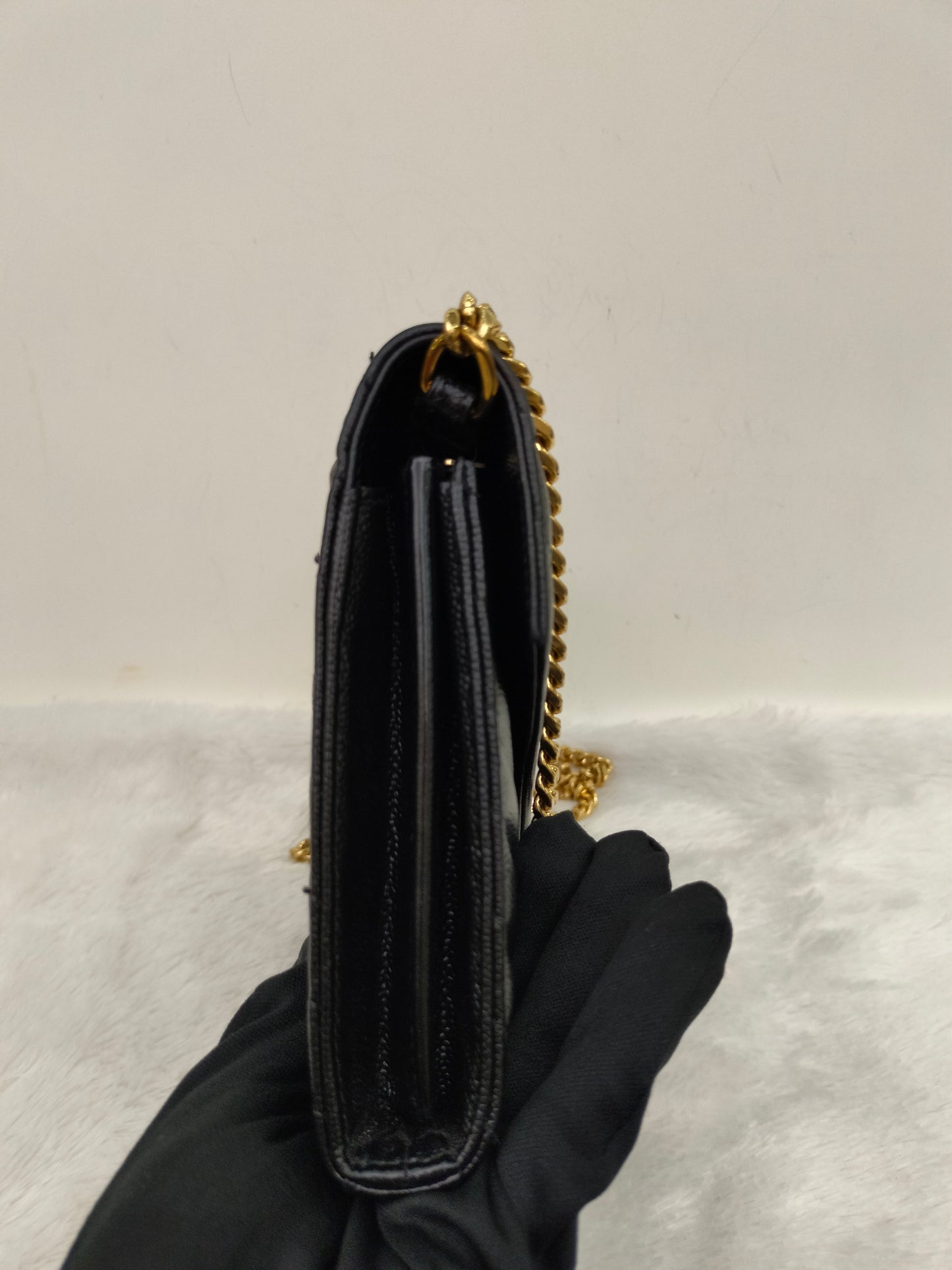 YsL WOC Chevron Grained Black GHW