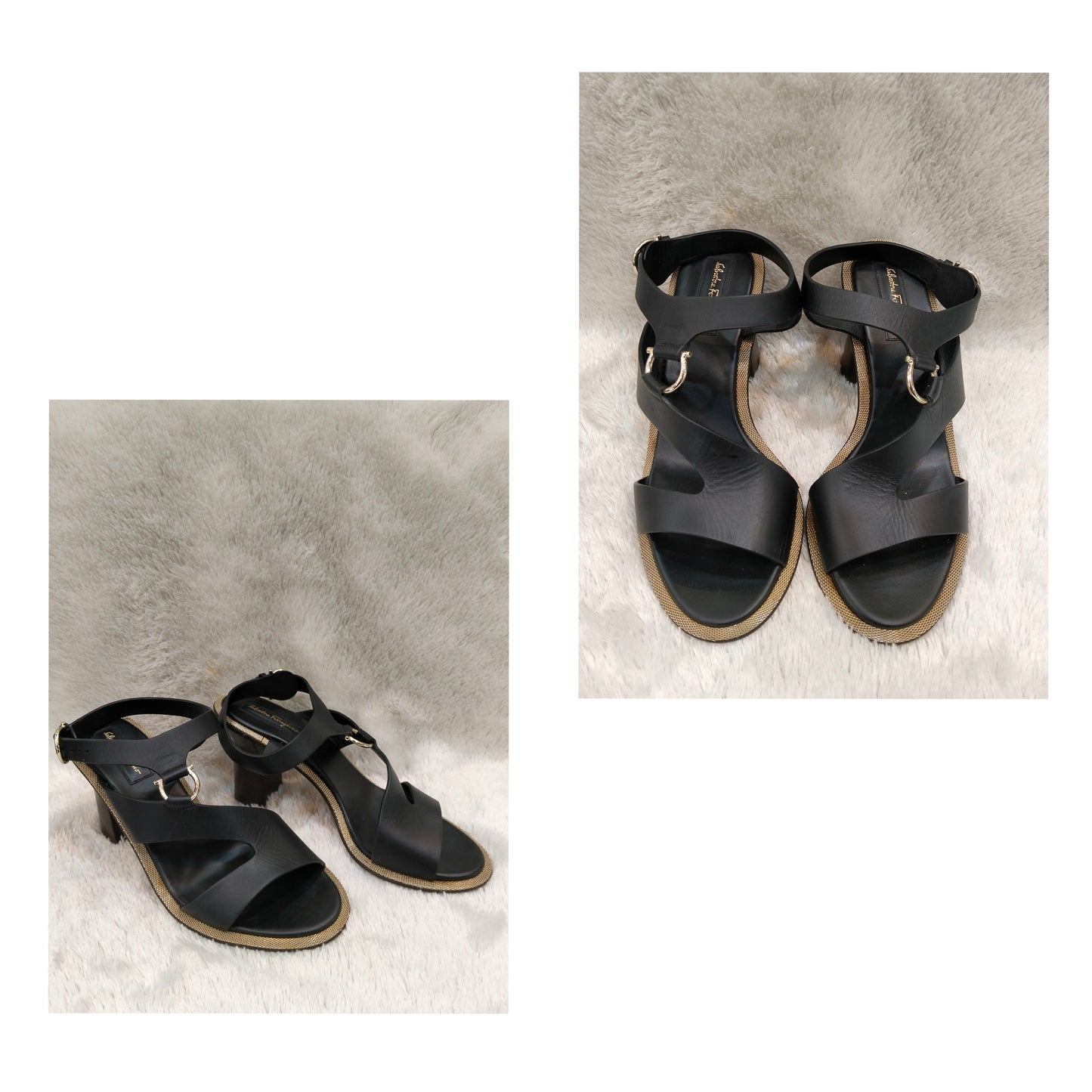 Salvatore Ferragamo Mapi Sandals Vitello Nero Size 8