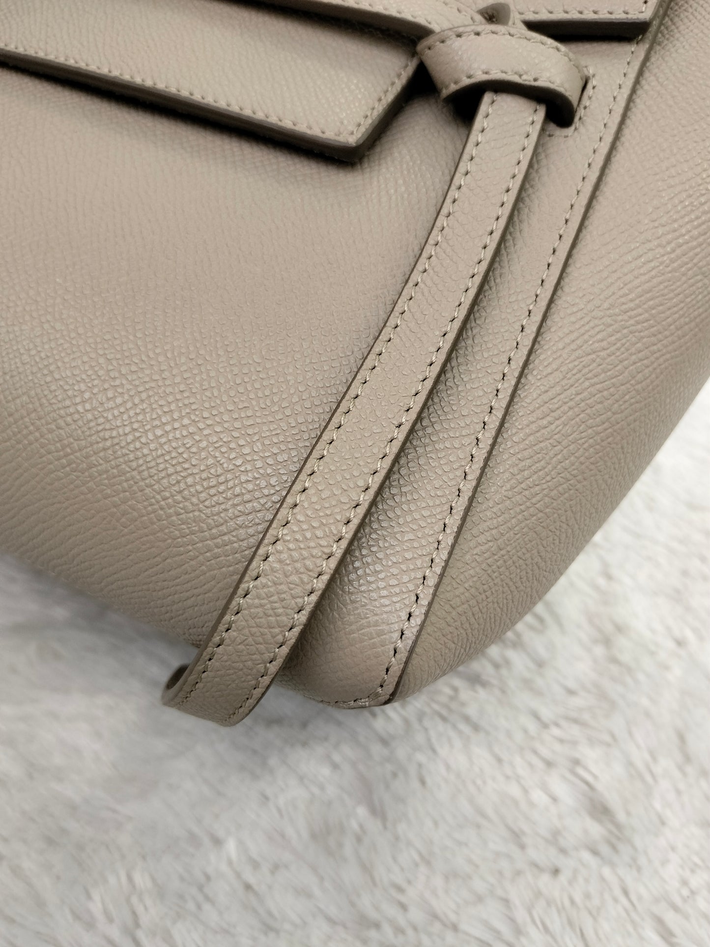 Celine Nano Belt Grained Light Taupe GHW 2019