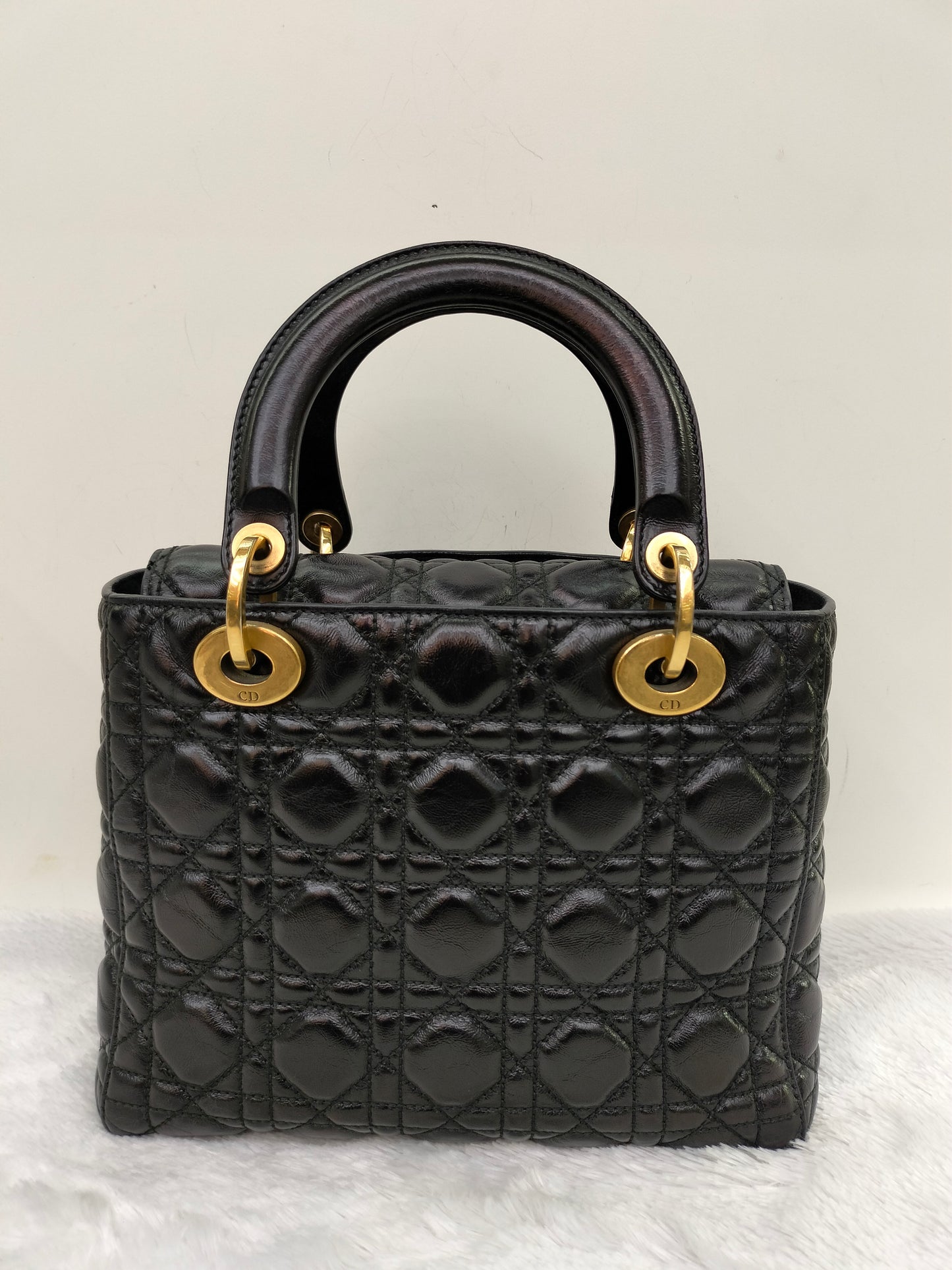 Lady Dior Medium Calfskin Cannage Black GHW 2018
