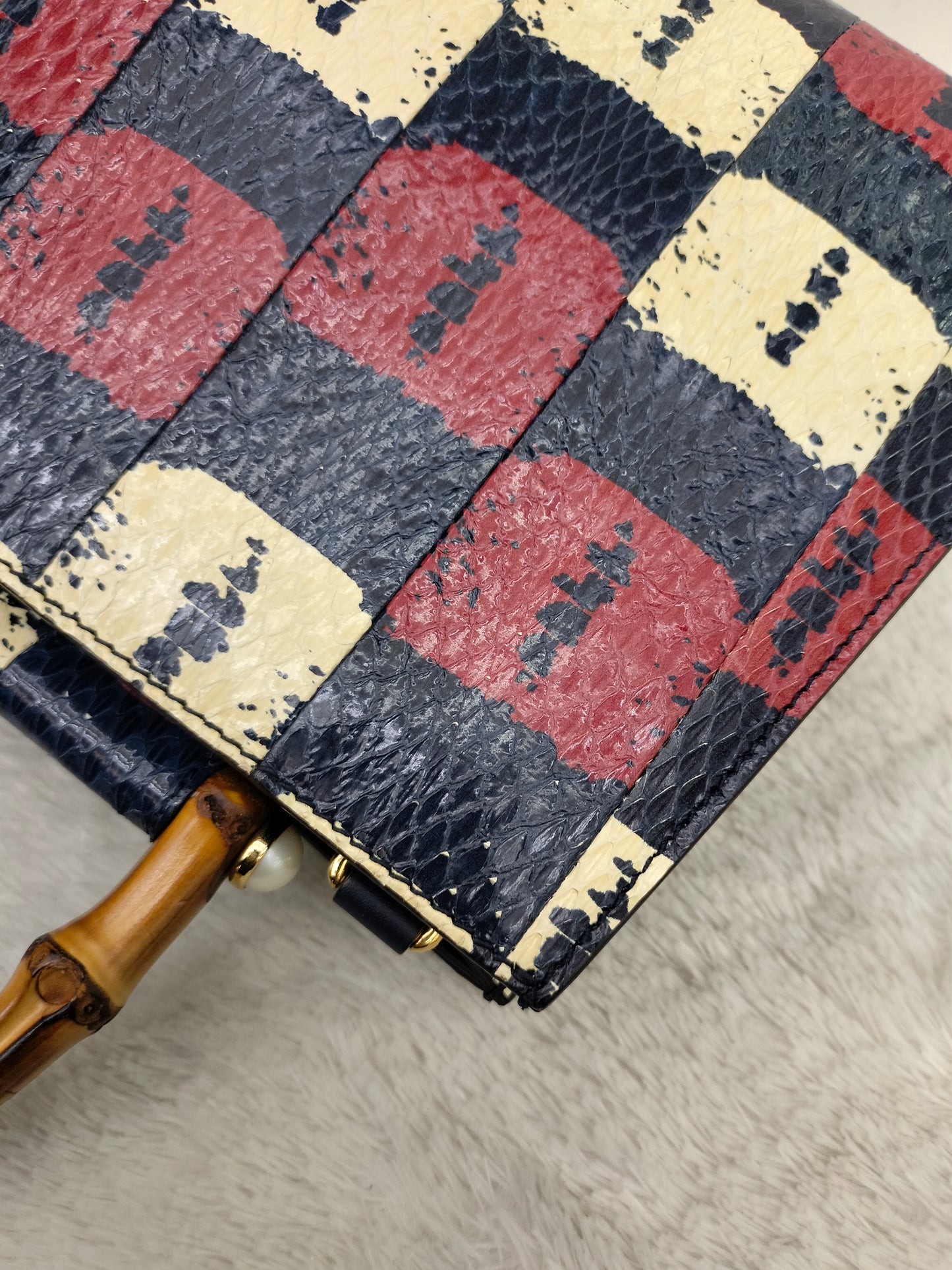 Gucci Nymphaea Top Handle Multicolour Snake Skin Handle Bamboo GHW