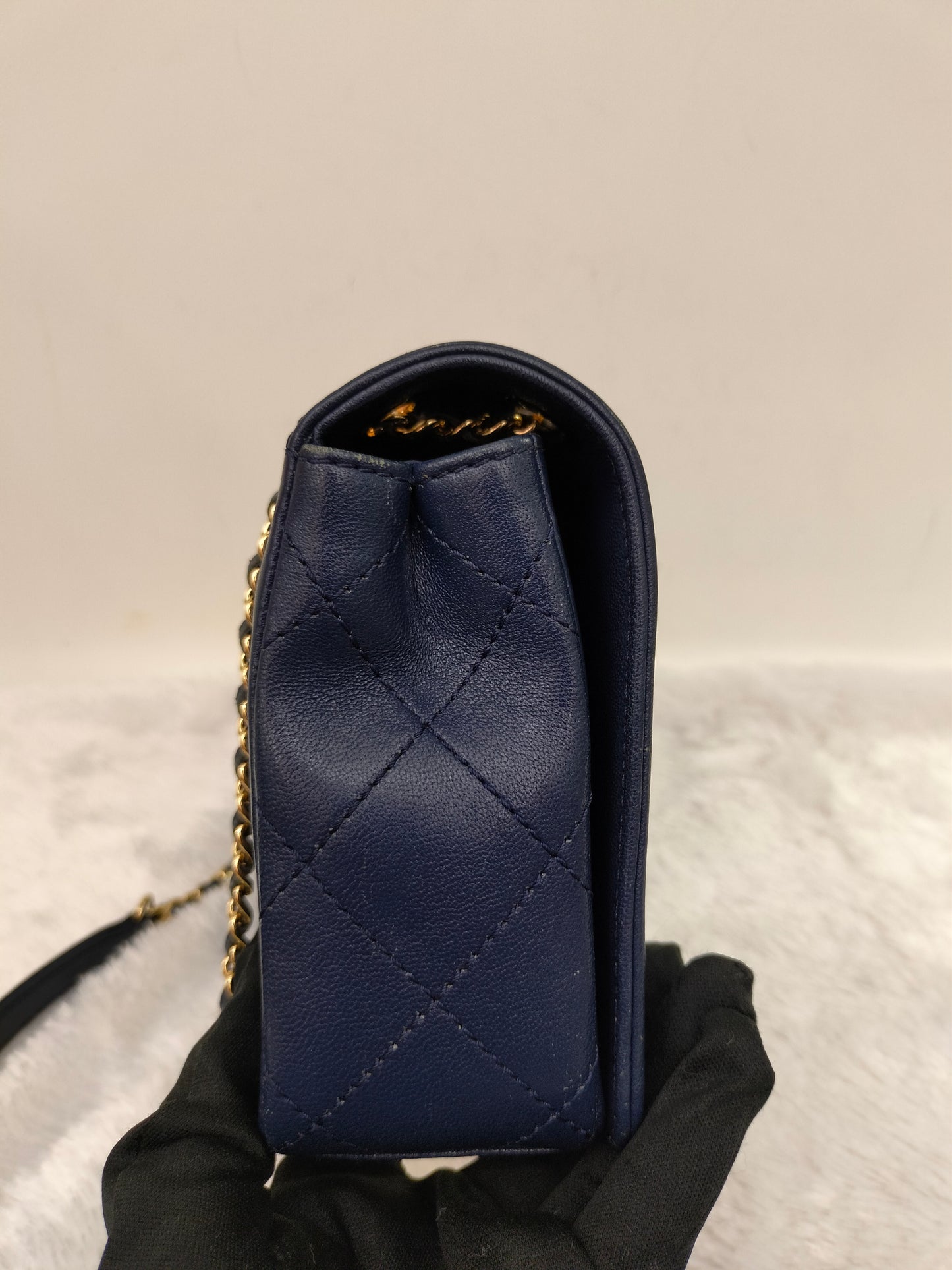 Chanel Mademoiselle Medium Flap Sheepskin Navy GHW #21