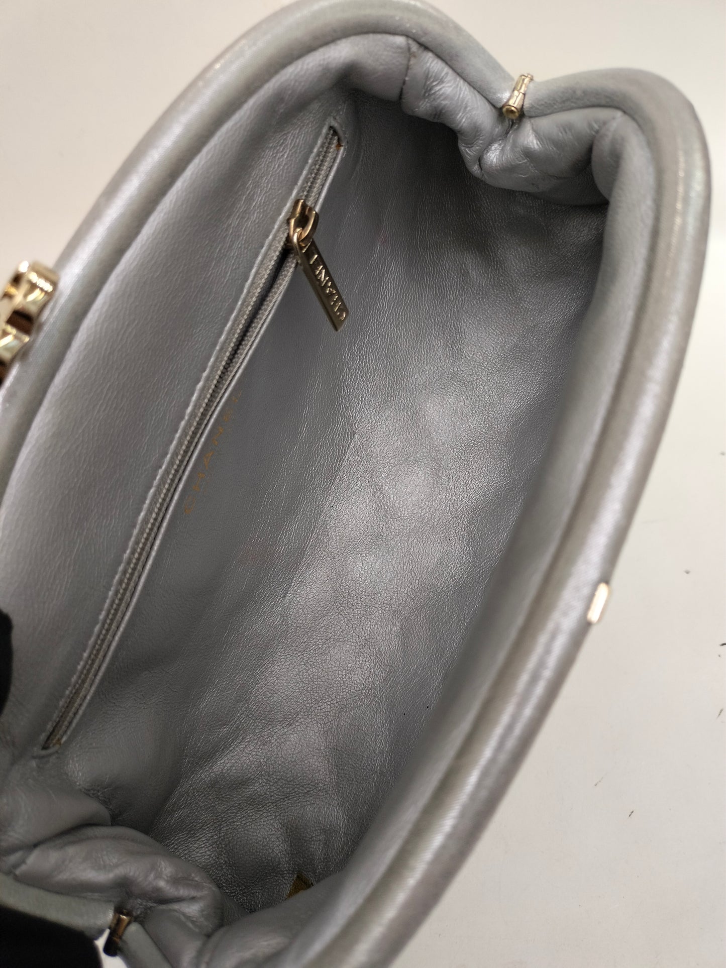 Chanel Timeless Clutch Metallic Silver GHW #15
