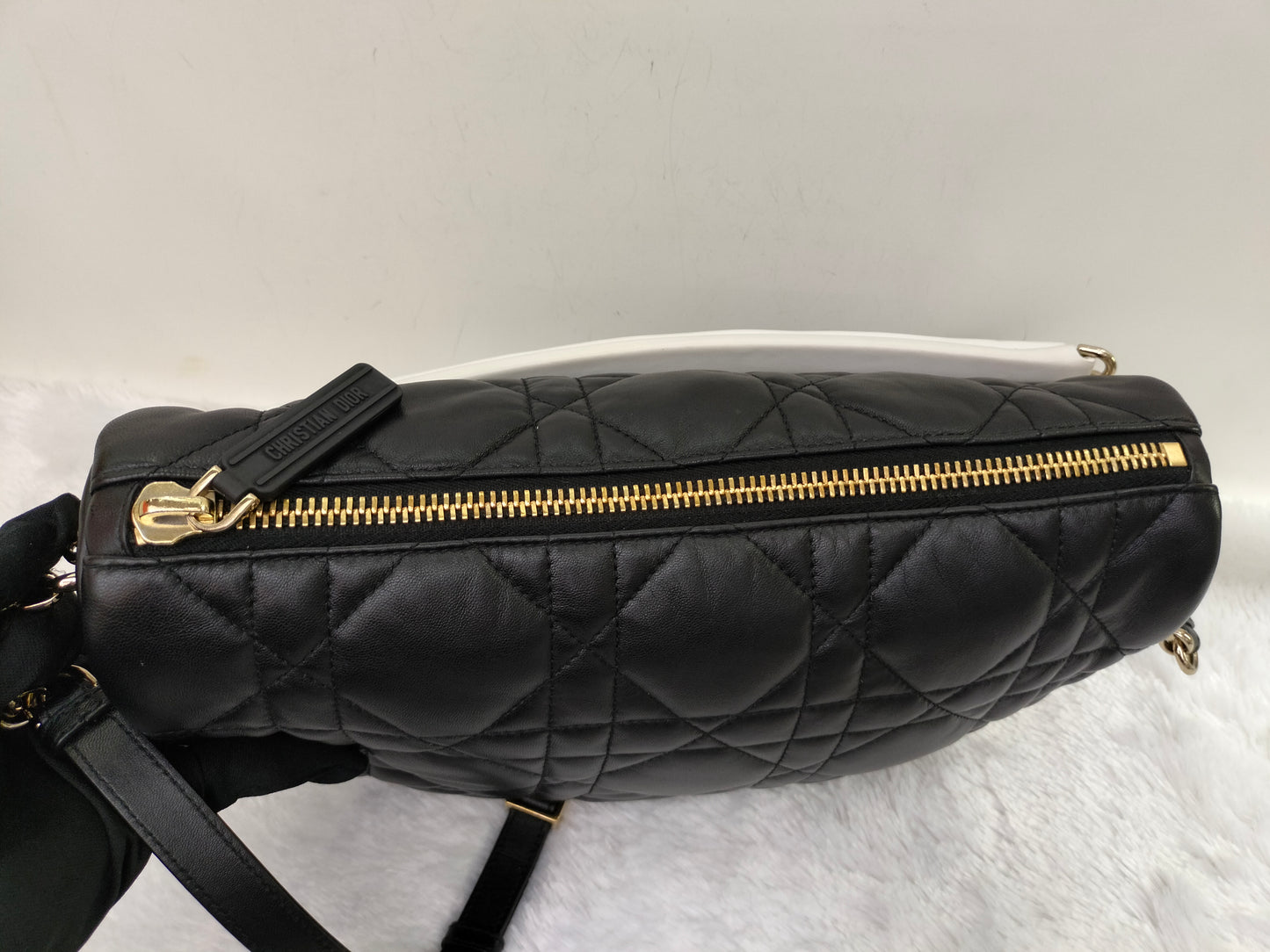Dior Vibe Medium Cannage Lamb Black White GHW 2022