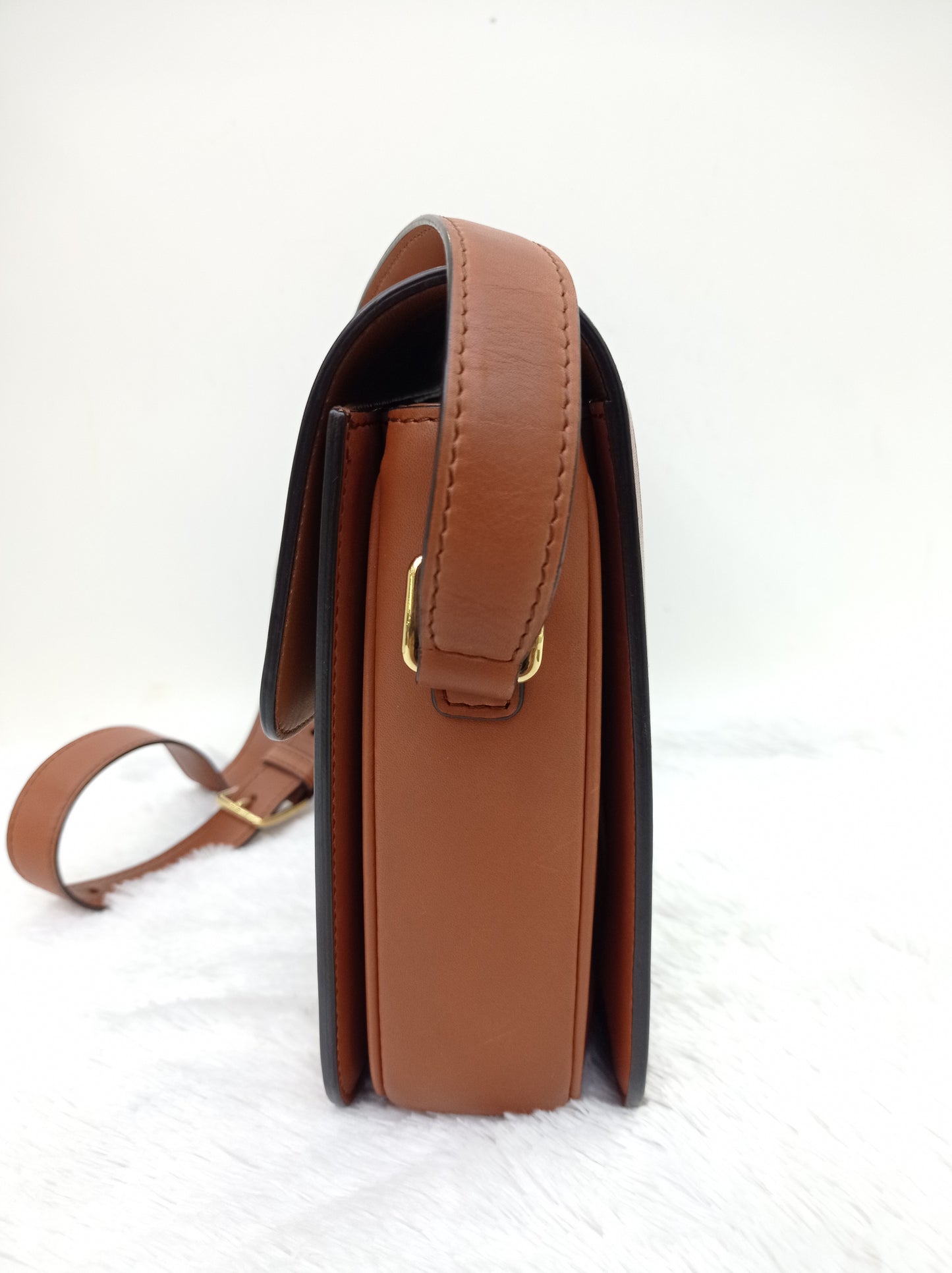 Celine Triomphe Canvas White Tan GHW 2019