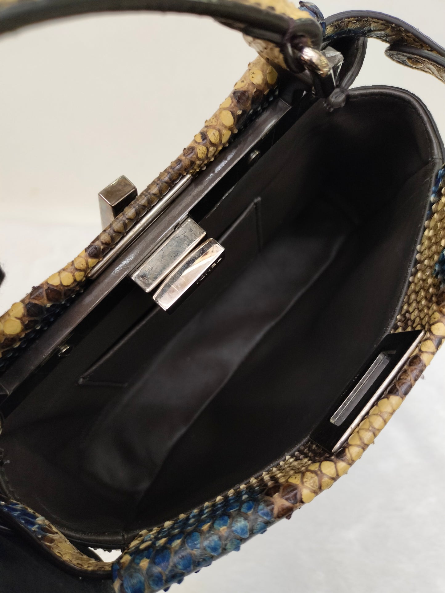 Fendi Peekaboo Mini Python Blue Beige SHW
