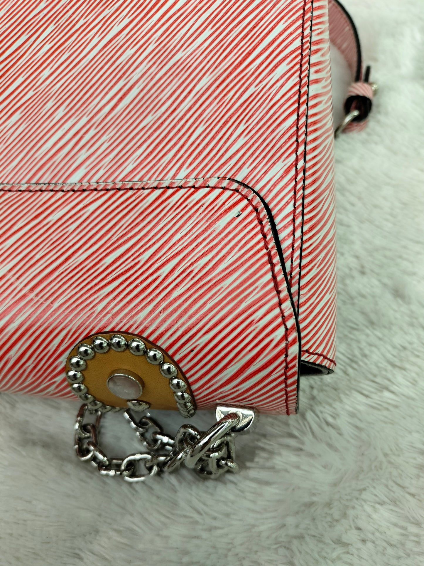 LV Twist MM Epi Studded Denim Red 2017