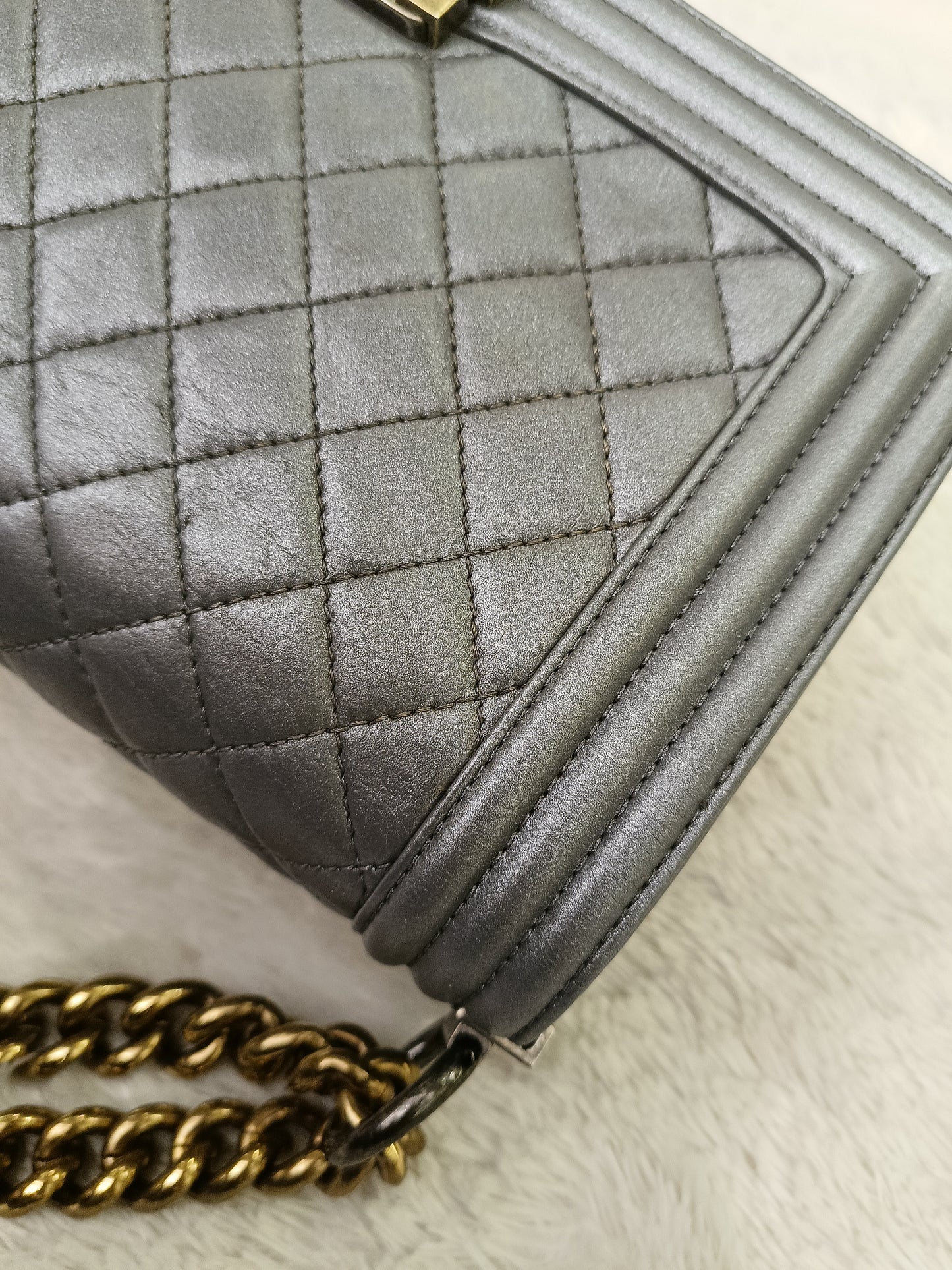 Chanel Boy 25 Calfskin Silver RGHW #19
