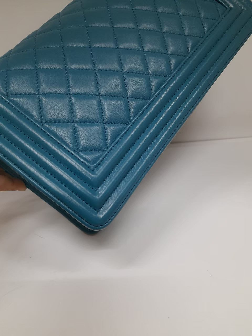 Chanel Boy 25 Lamb Blue RHW #19 Size 25x15x9cm