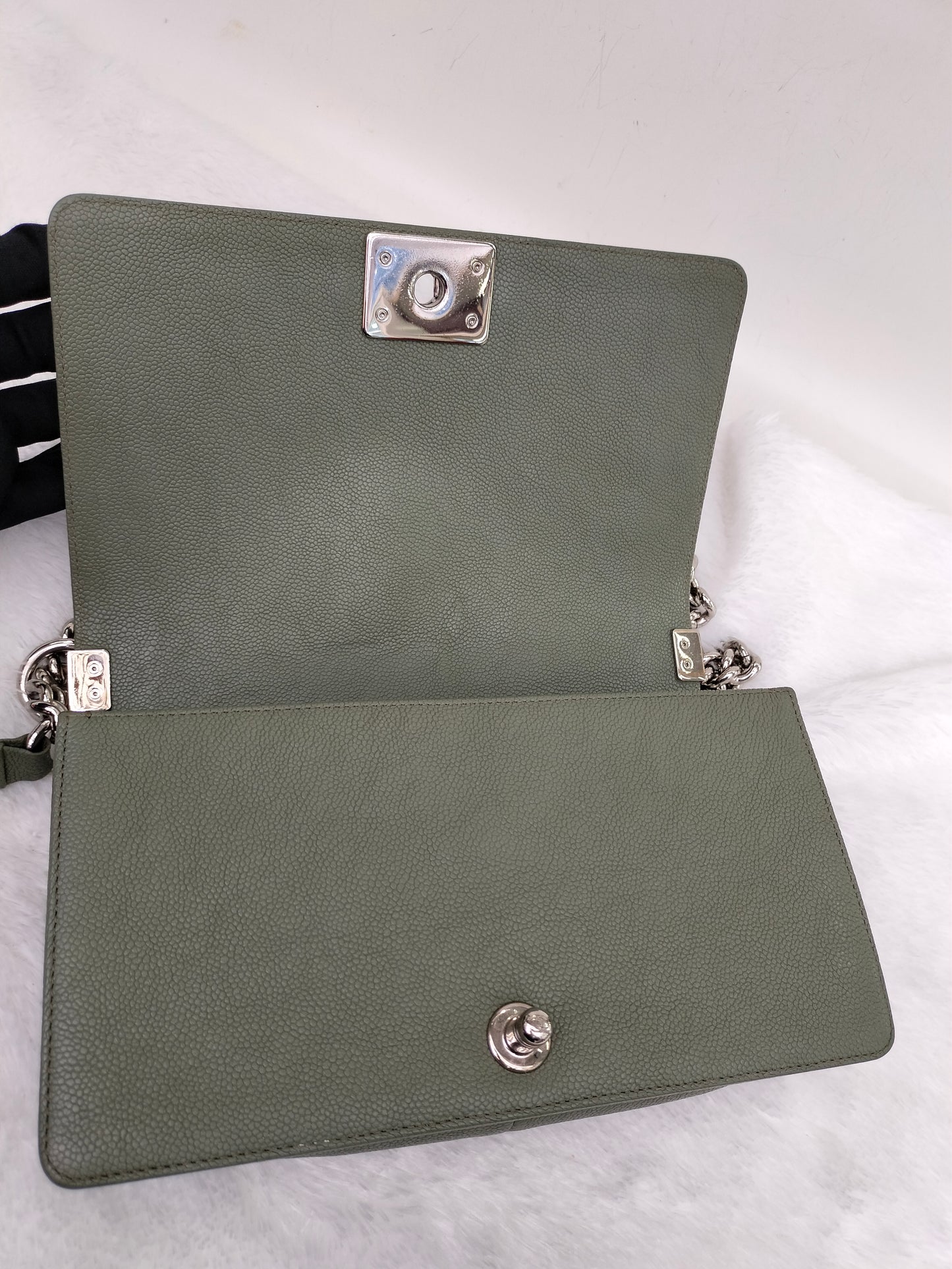 Chanel Boy 25 Caviar Green SHW #25