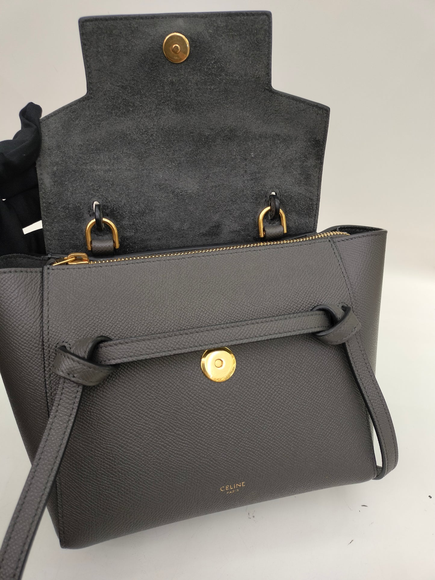 Celine Nano Belt Grained Grey GHW 2022