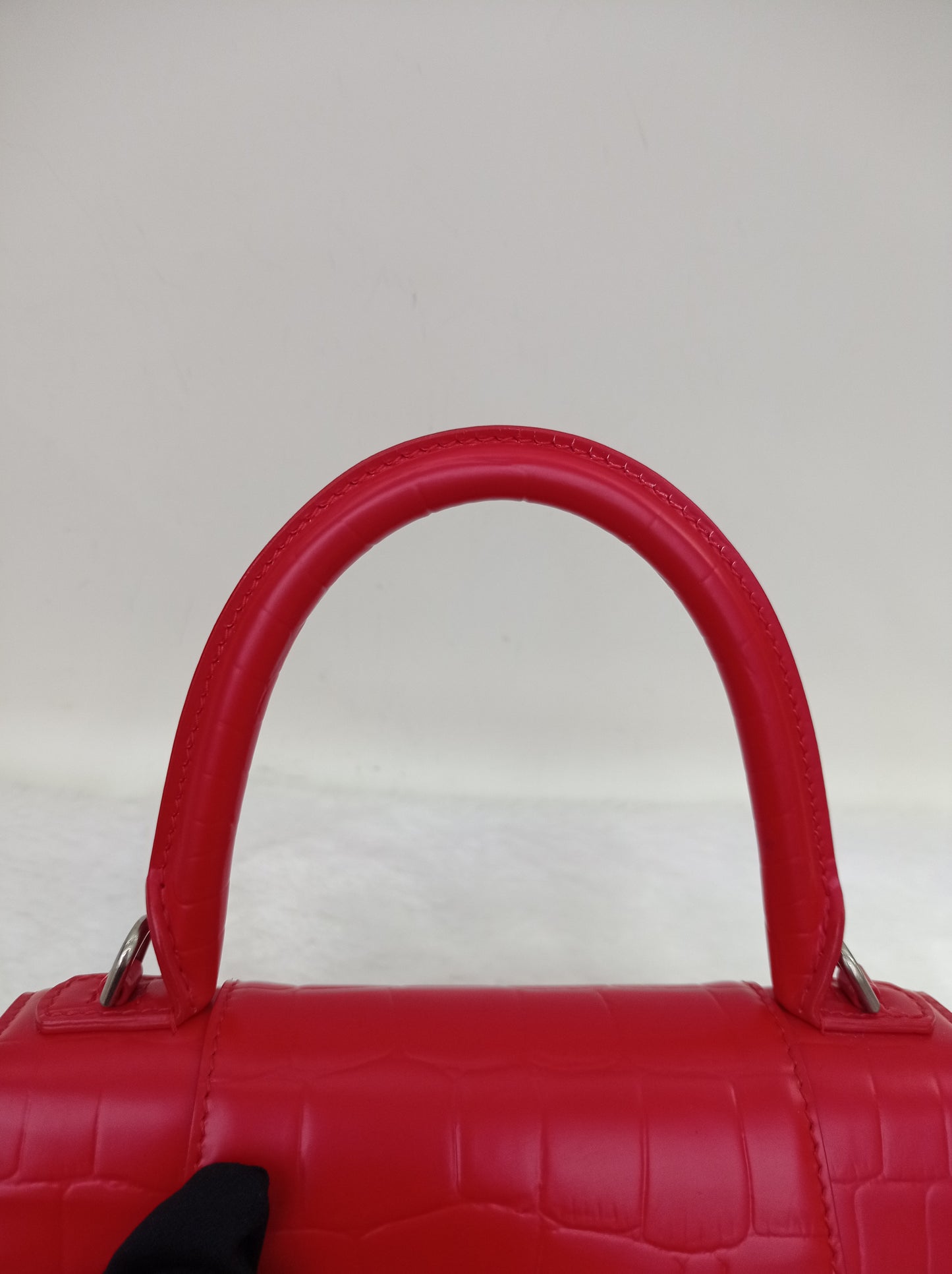 Balenciaga Hourglass Small Top Handle Croco Red SHW 2021