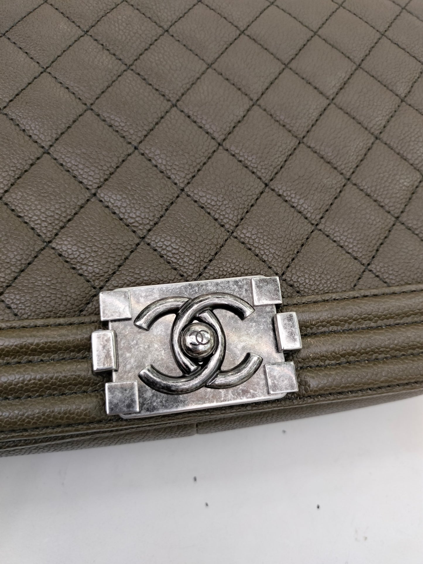 Chanel Boy 28 Caviar Khaki RHW #23