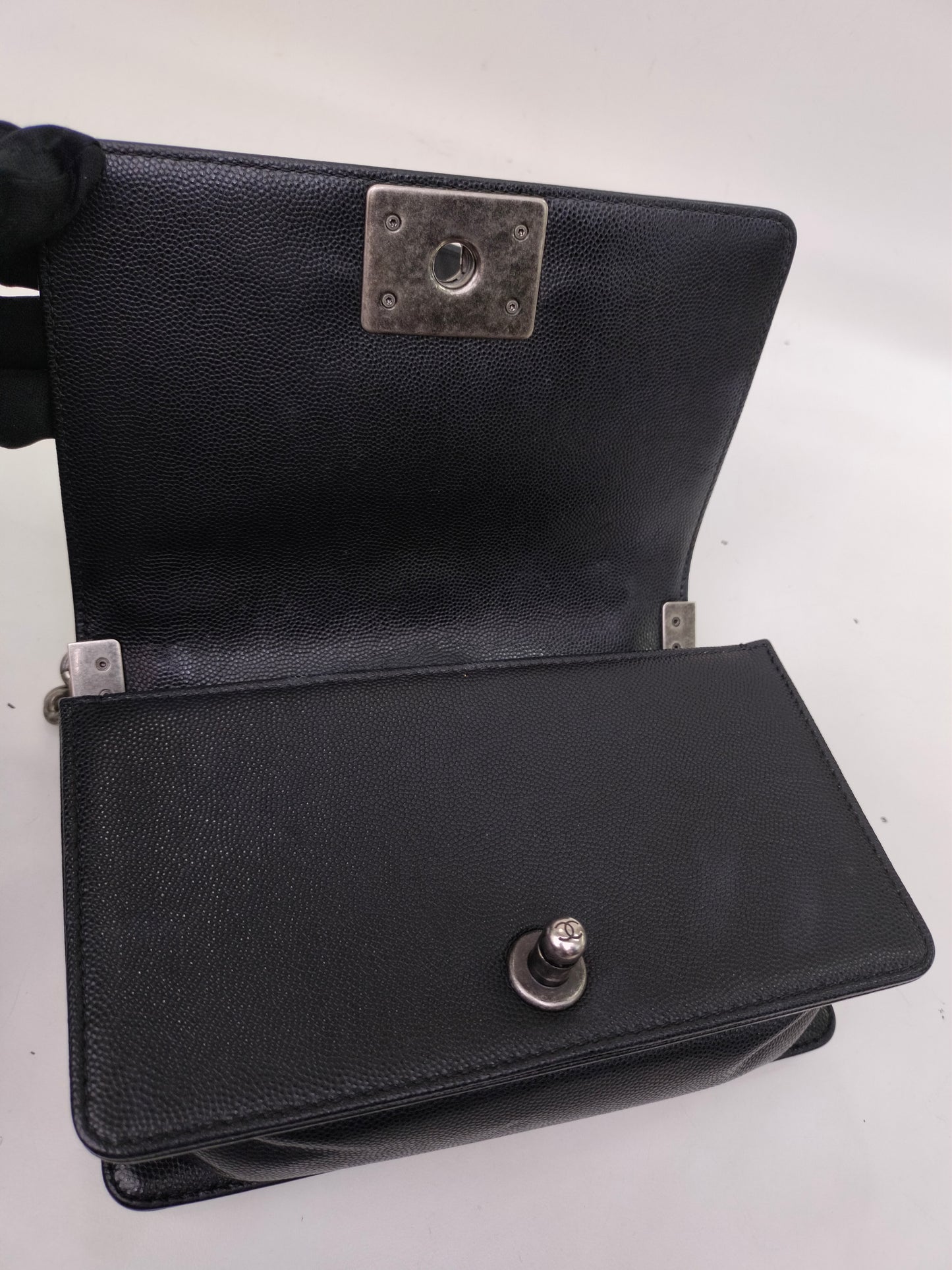 Chanel Boy 20 Chevron Caviar Black RHW #24