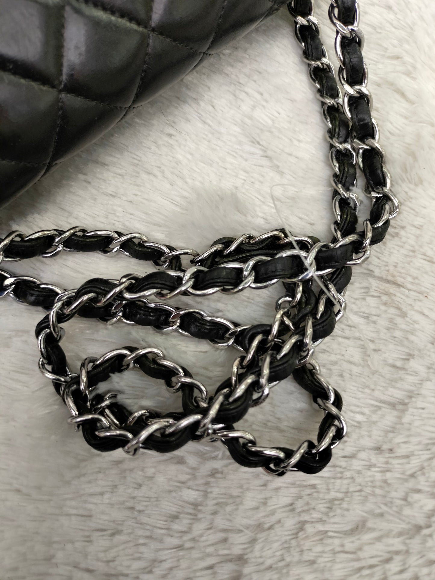 Chanel Medium Patent Black Green SHW DF #15