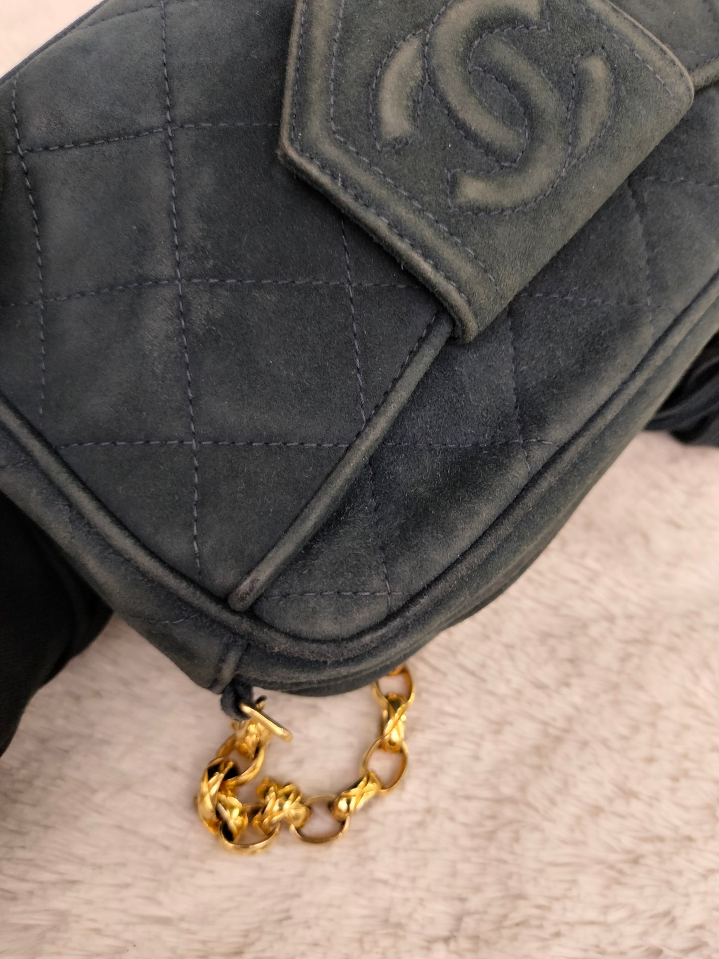 Chanel Mini Camera Suede Navy GHW #1