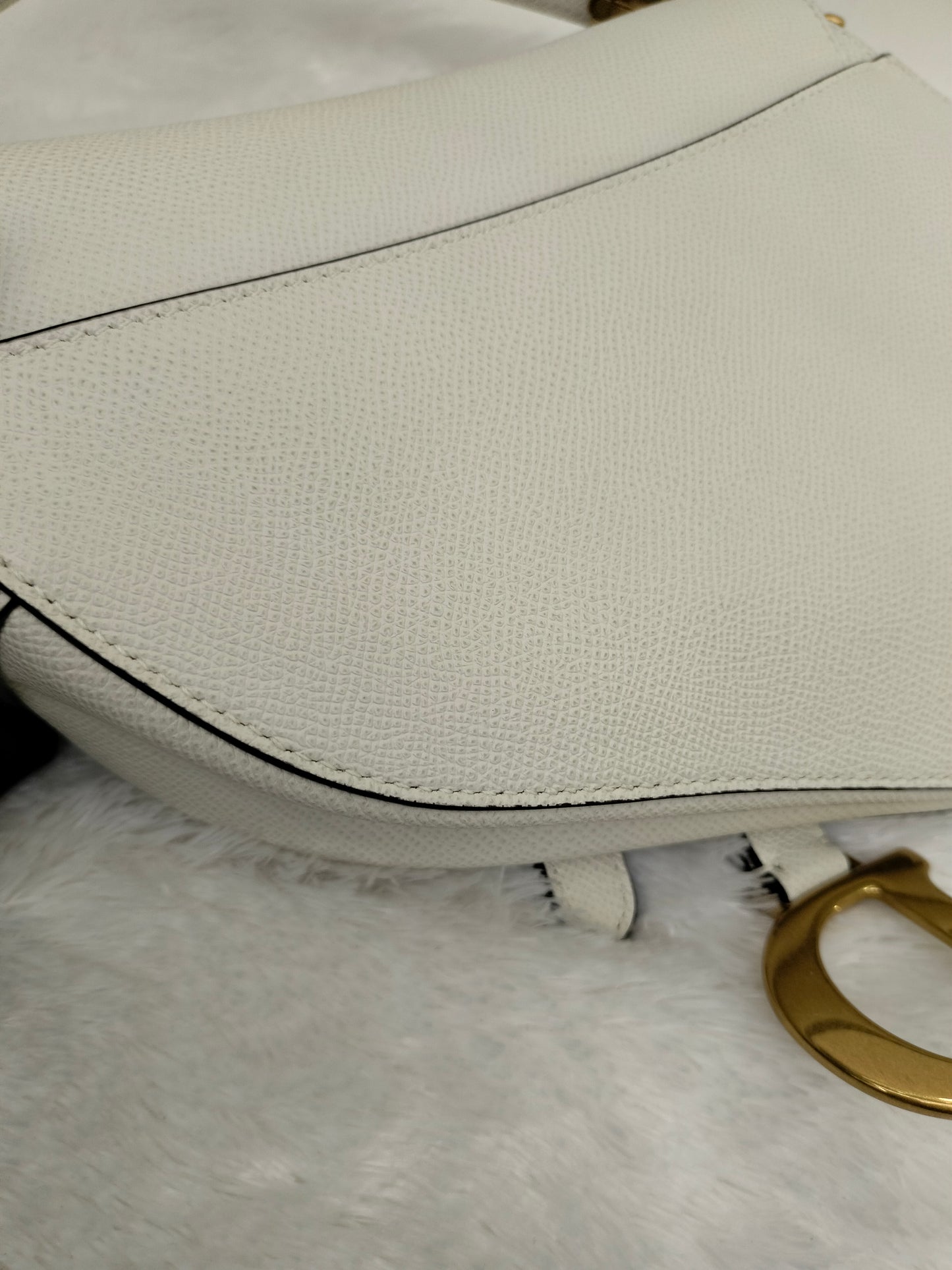 Dior Saddle Medium Grained White GHW 2020