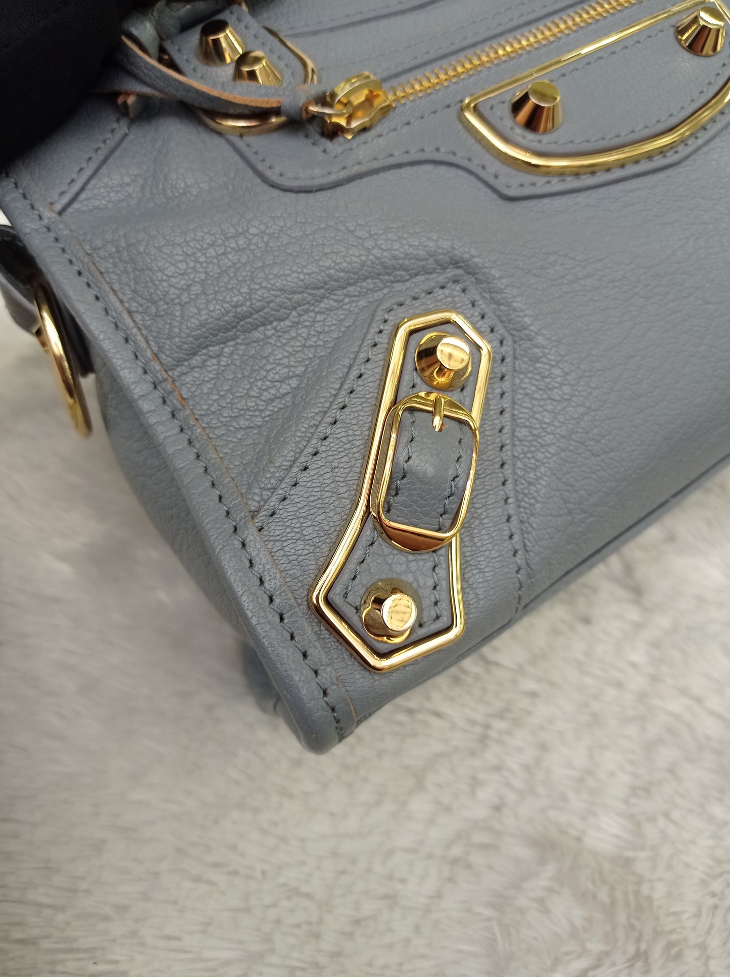 Balenciaga Mini City Edge Griss Blue GHW