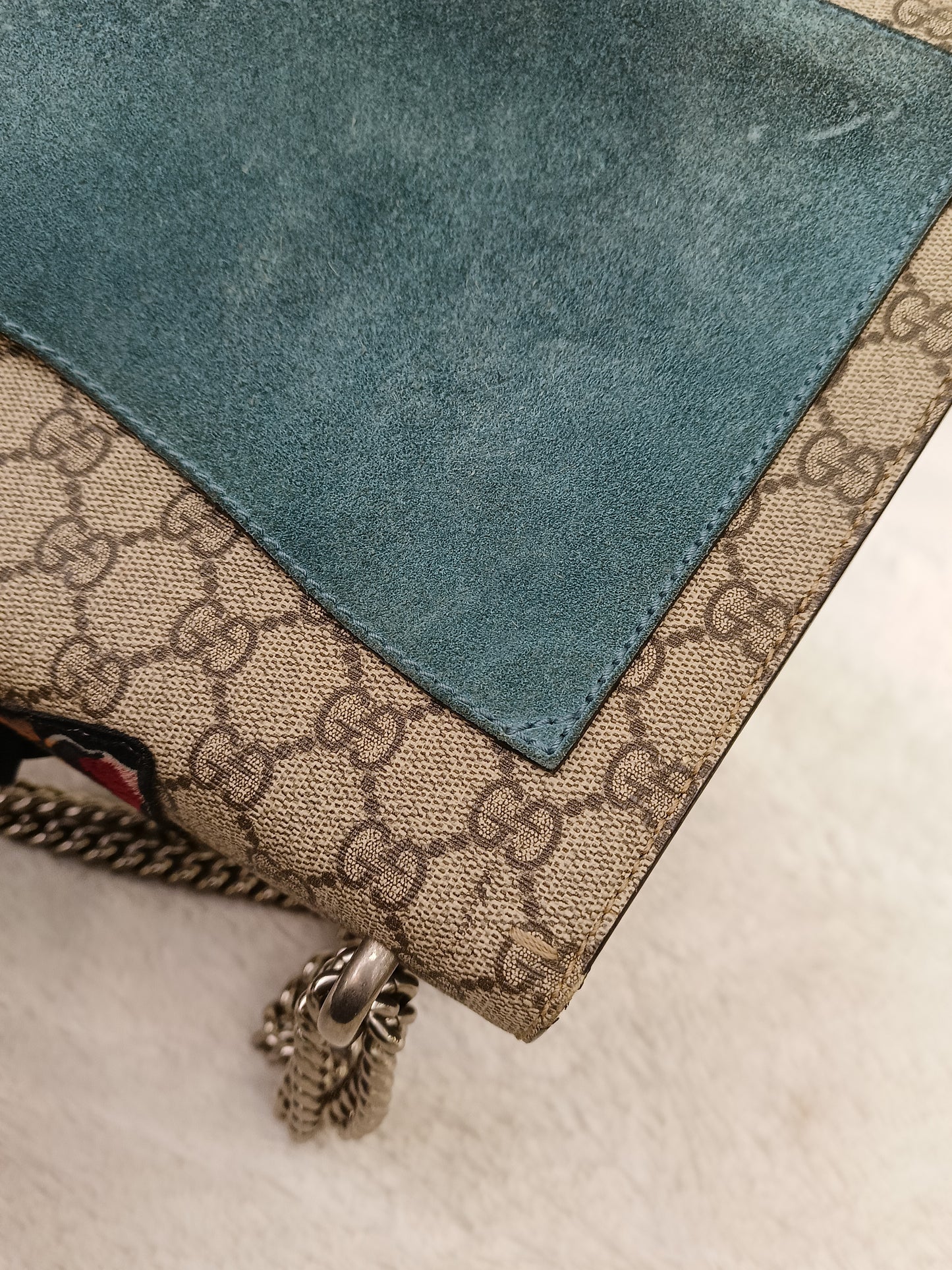 Gucci Dionysus Medium Embriodered Angry Cat Light Blue RHW