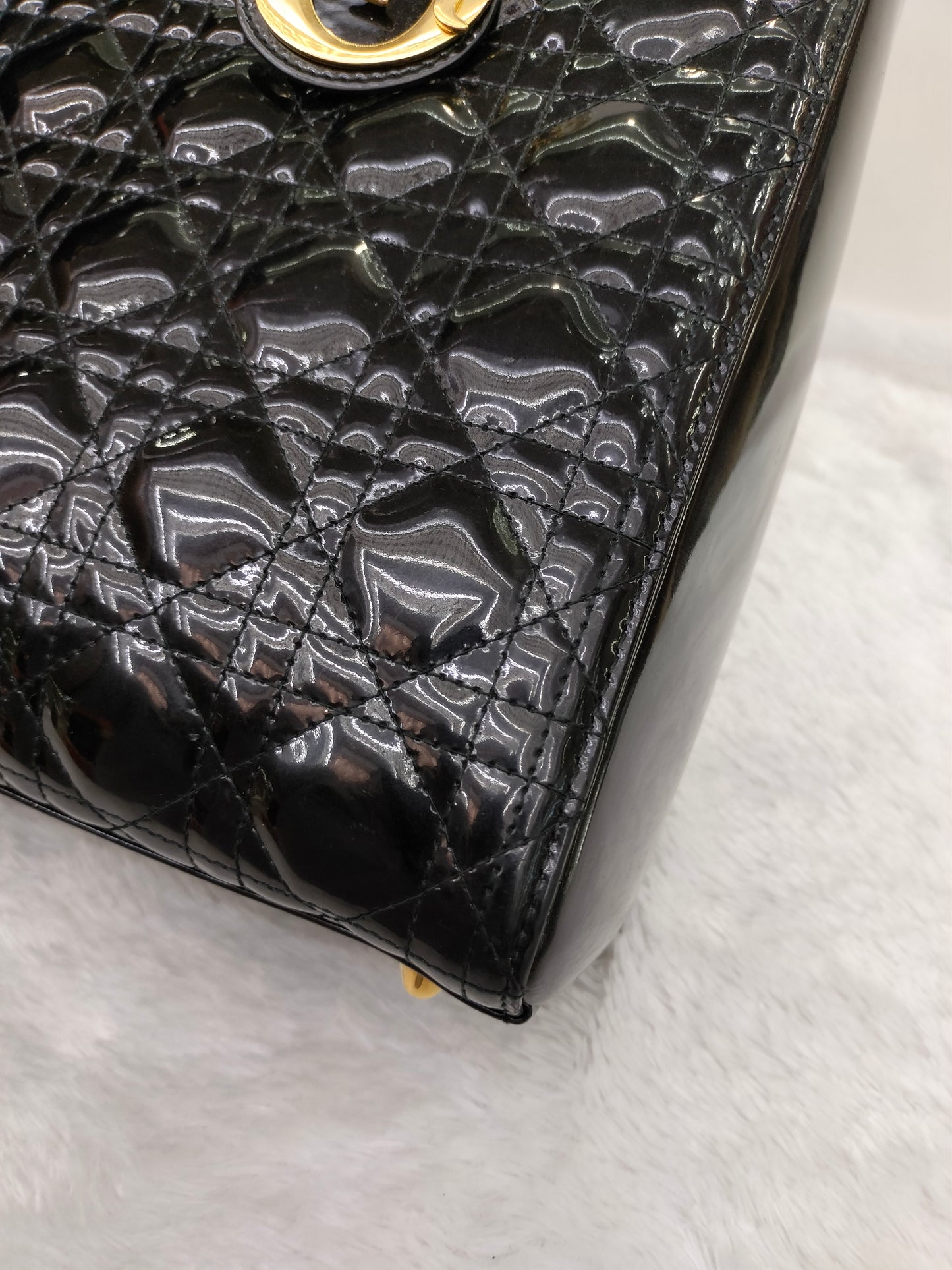 Lady Dior Large Patent Black GHW 2015