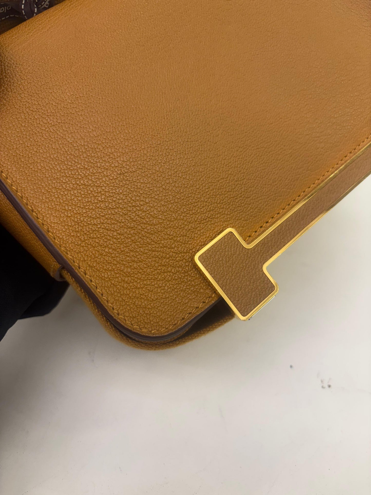Hermes Geta Chevre Caramel GHW #B