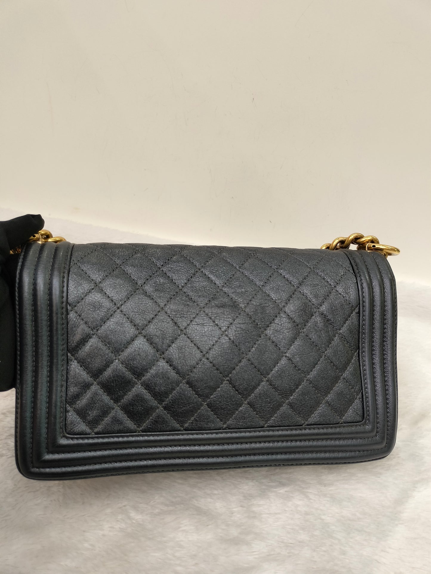 Chanel Boy 25 Calfskin Metallic Dark Grey RGHW #20
